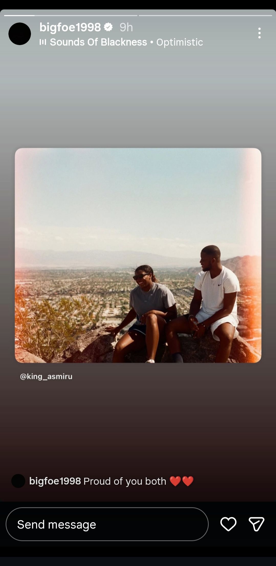 Screen grab of Frances Tiafoe's Instagram story