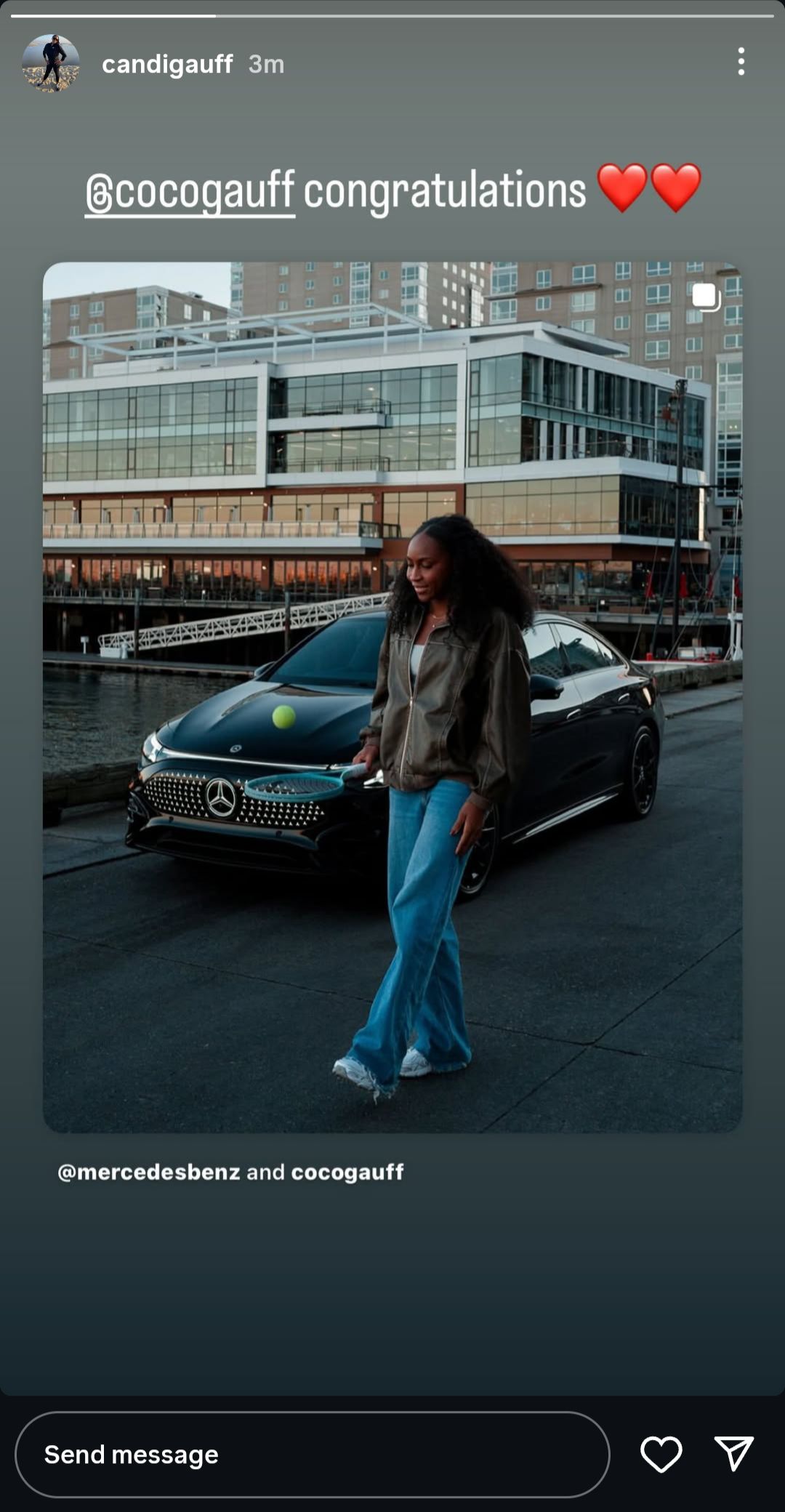 Screen grab of Coco Gauff's mother Candi Gauff's Instagram story