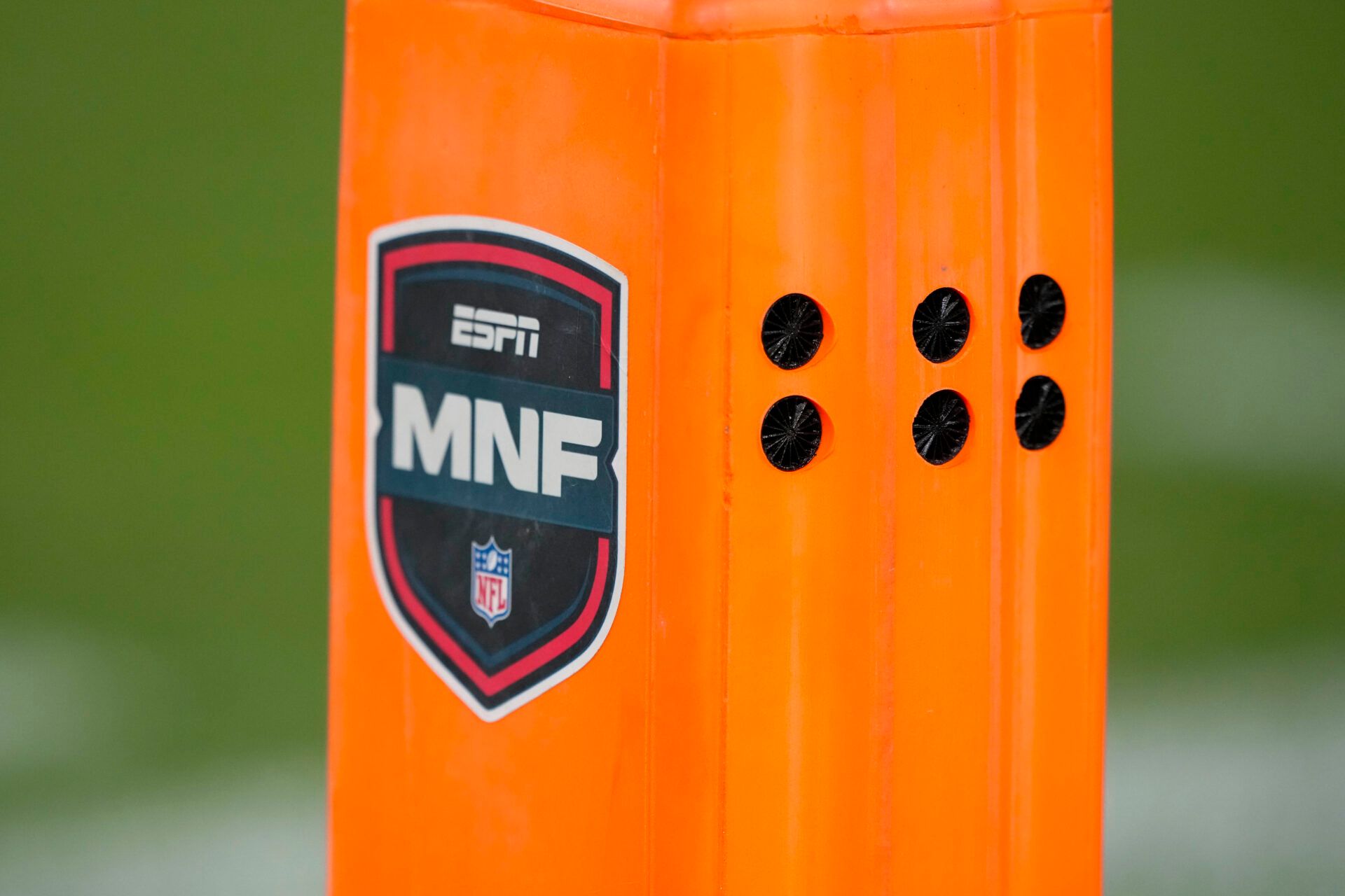 General view of an ESPN Monday Night Football logo during the game between the Philadelphia Eagles and Green Bay Packers at Lambeau Field.