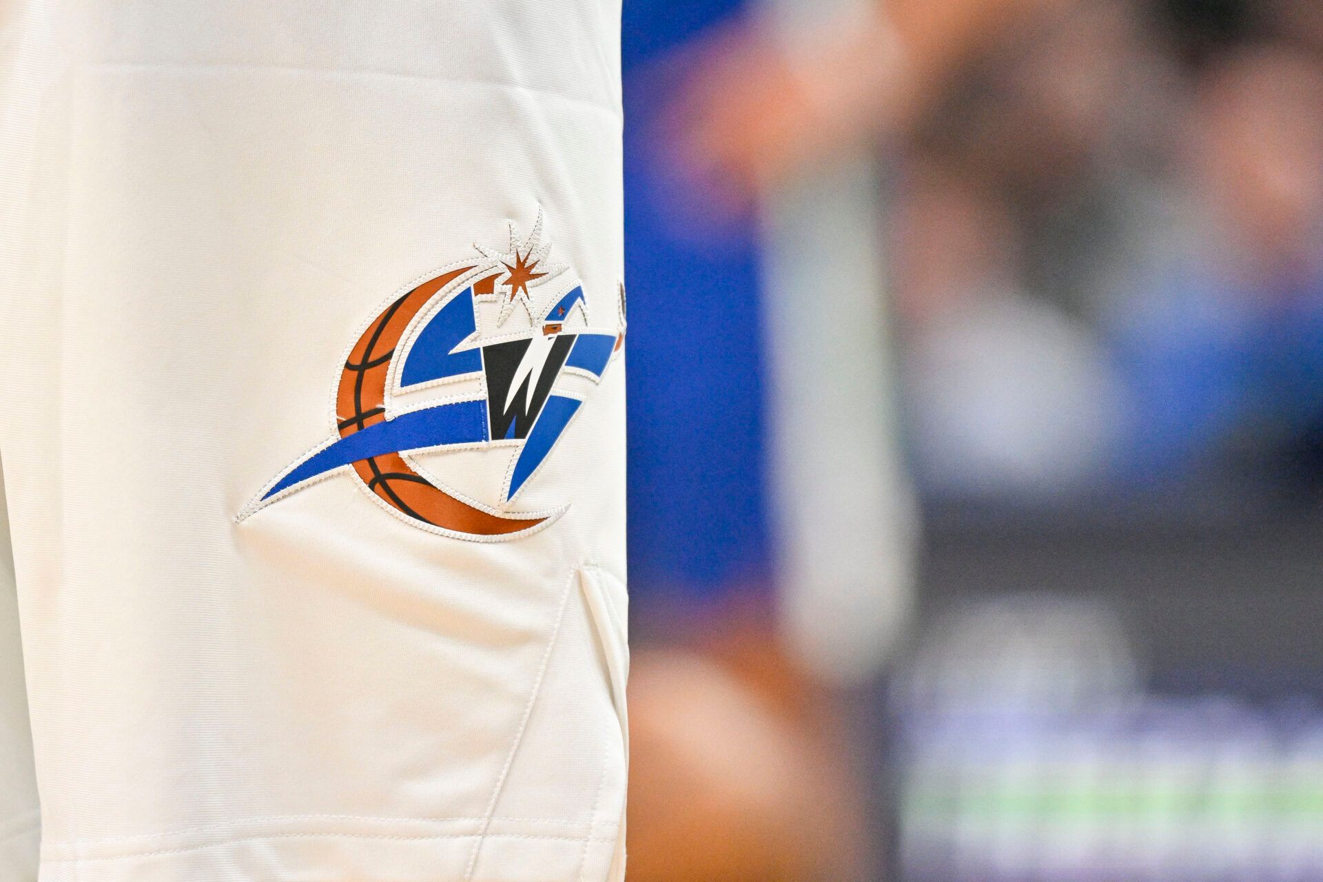 A view of the Washington Wizards logo during the game between Wizards and the Dallas Mavericks at the American Airlines Center.