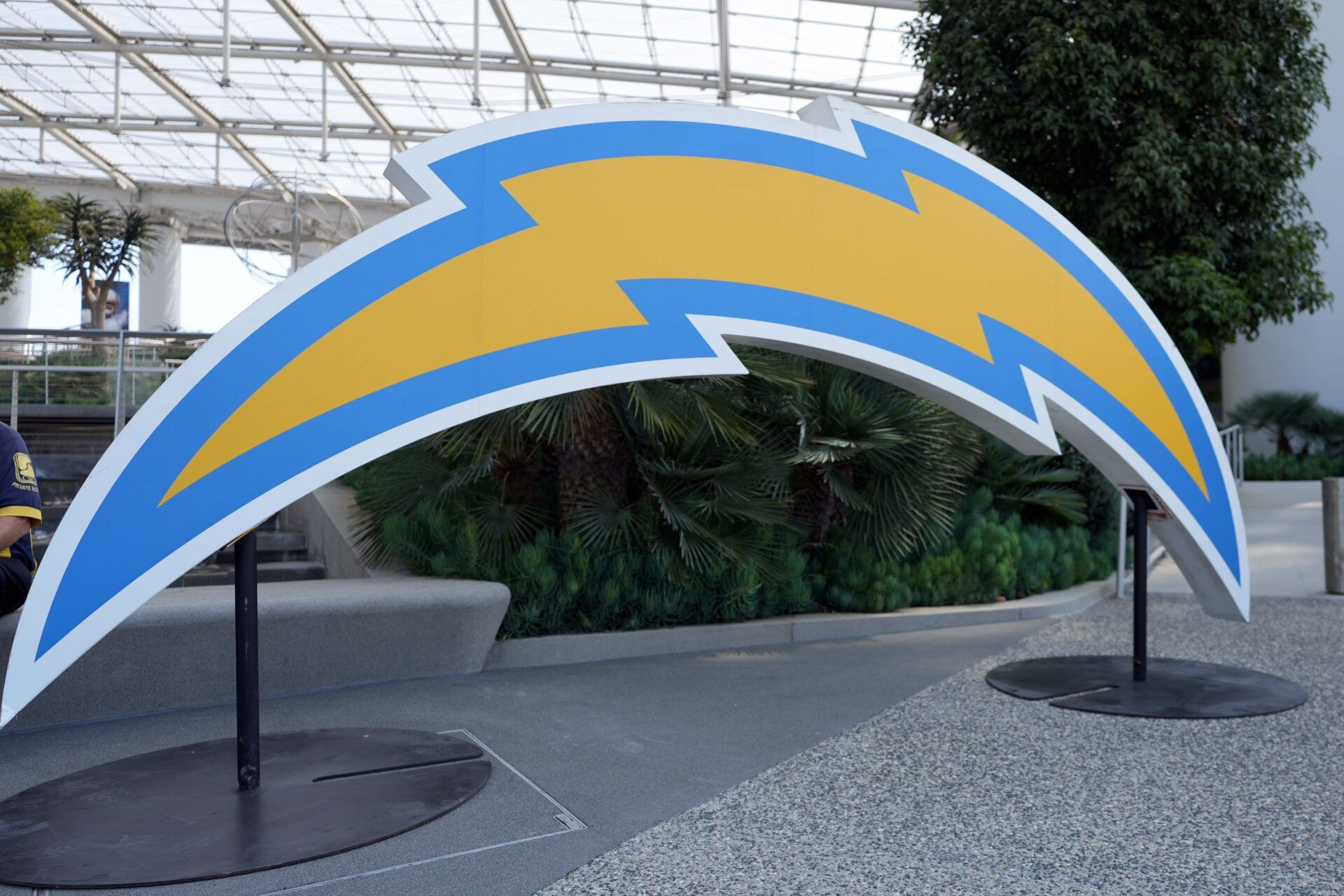 The Los Angeles Chargers logo at SoFi Stadium.