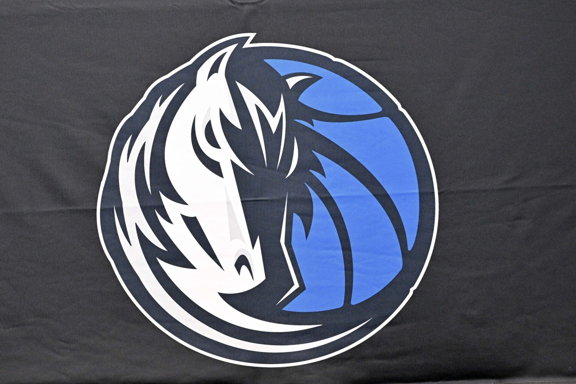 A view of the Dallas Mavericks logo at the Dallas Mavericks Practice Facility.