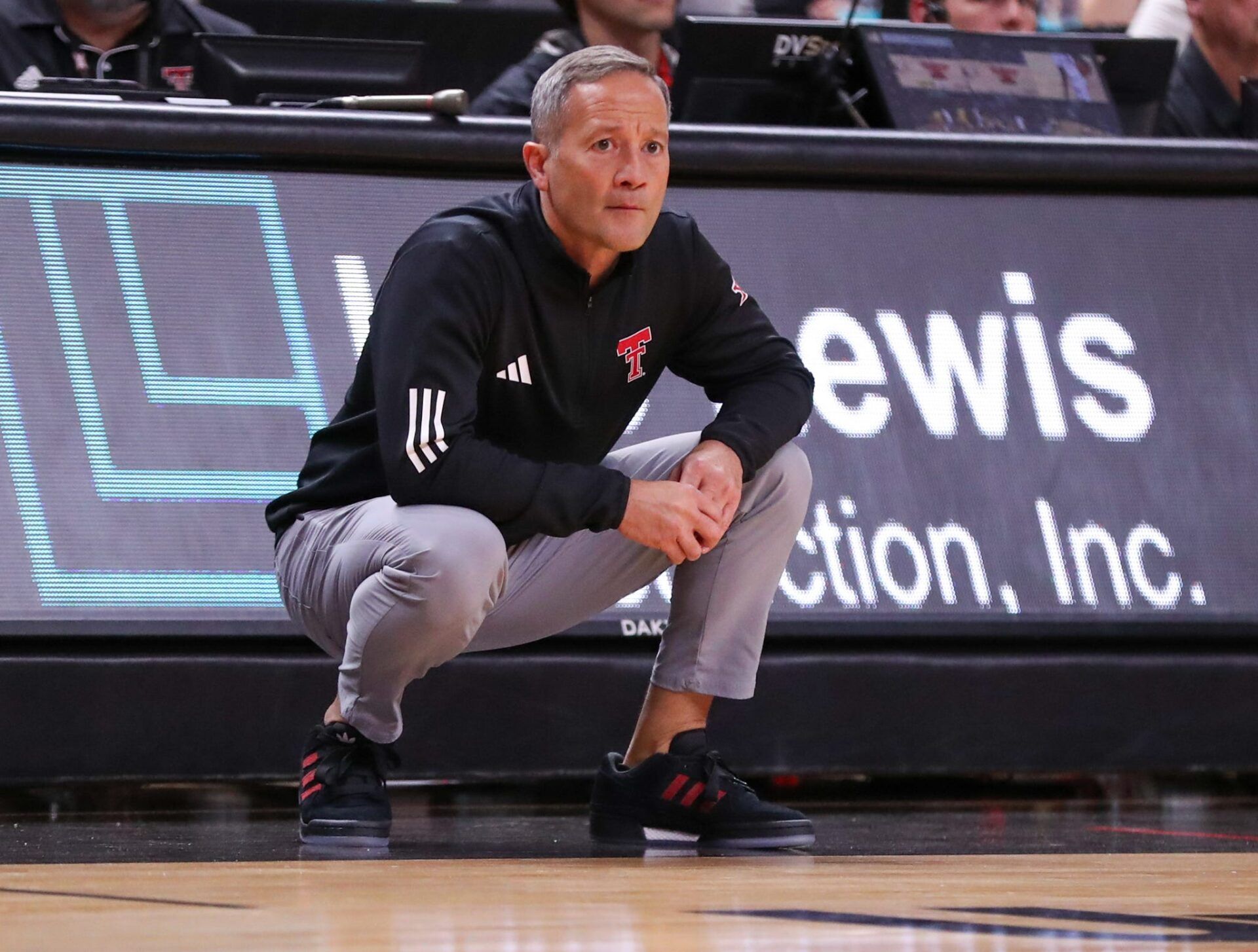Texas Tech head coach Grant McCasland looks on during a non-conference men's basketball game, Sunday, Nov. 30, 2025, at United Supermarkets Arena.
