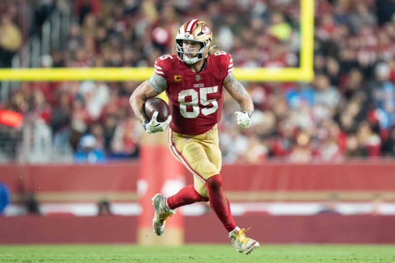 San Francisco 49ers tight end George Kittle (85) during the fourth quarter against the Carolina Panthers at Levi's Stadium.