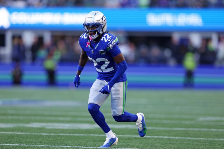 Seattle Seahawks wide receiver Rashid Shaheed (22) runs during the second half against the Minnesota Vikings at Lumen Field.