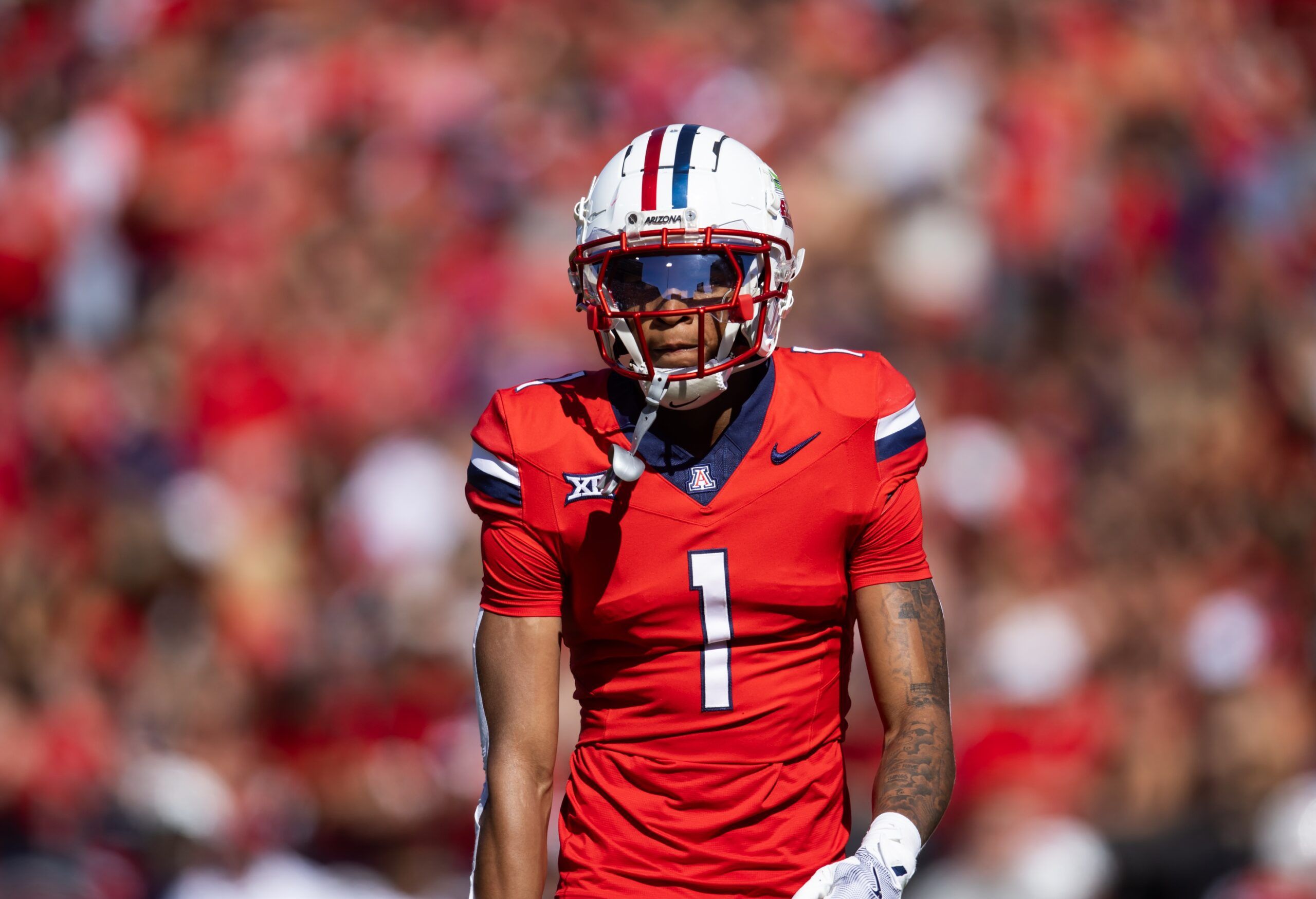 Arizona Wildcats cornerback Tacario Davis (1) against the Colorado Buffalos at Arizona Stadium.