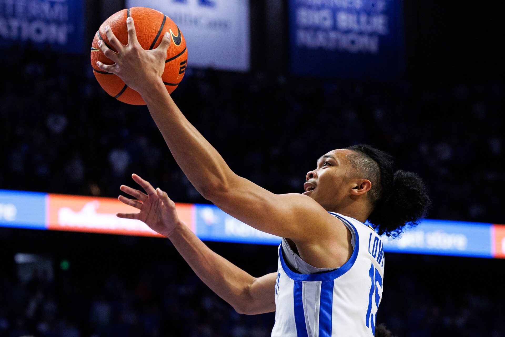 Kentucky Wildcats guard Jaland Lowe (15) goes to the basket during the second half against the Indiana Hoosiers at Rupp Arena at Central Bank Center.