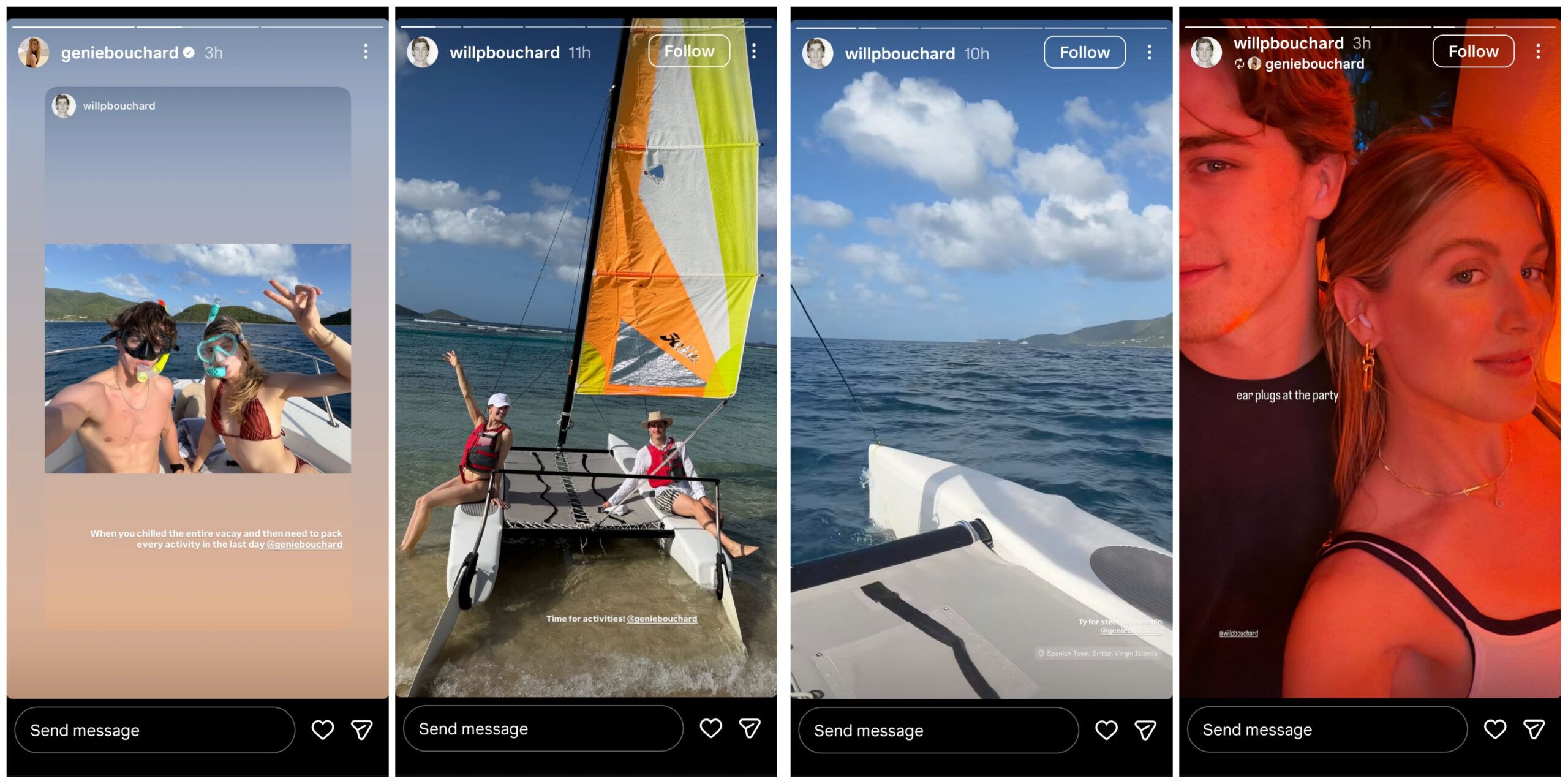 Screen grab of Eugenie Bouchard and her brother William's Instagram stories