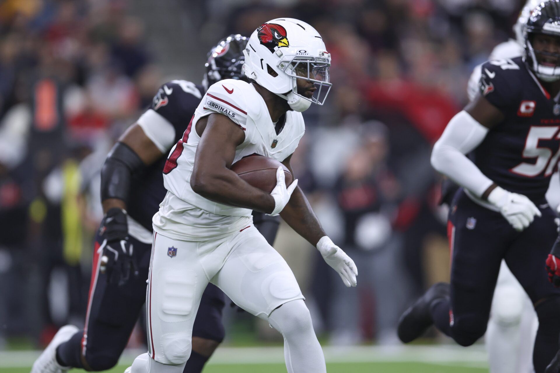 Arizona Cardinals running back Bam Knight (20) runs with the ball during the game against the Houston Texans at NRG Stadium.