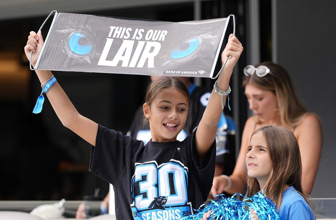 Carolina Panthers fans during the first half against the Buffalo Bills at Bank of America Stadium.