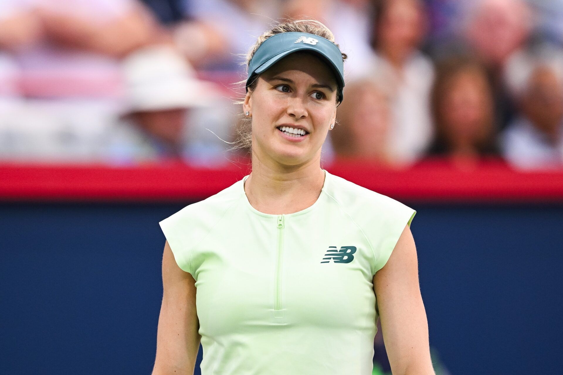 Eugenie Bouchard (CAN) looks on against Belinda Bencic (SUI)  in second round play at IGA Stadium.