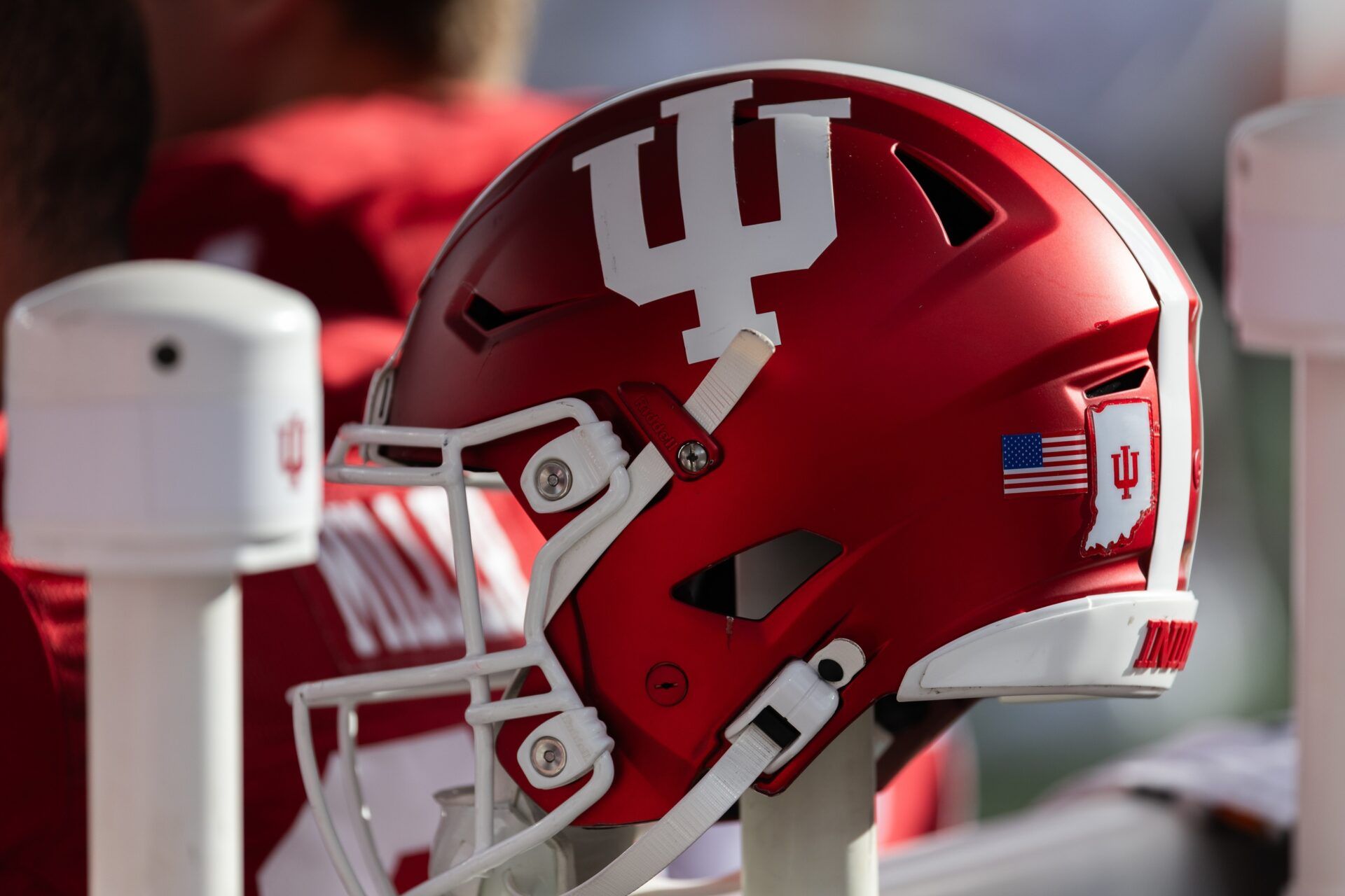 A view of Indiana Hoosiers helmet before the game against the Michigan Wolverines  at Memorial Stadium.