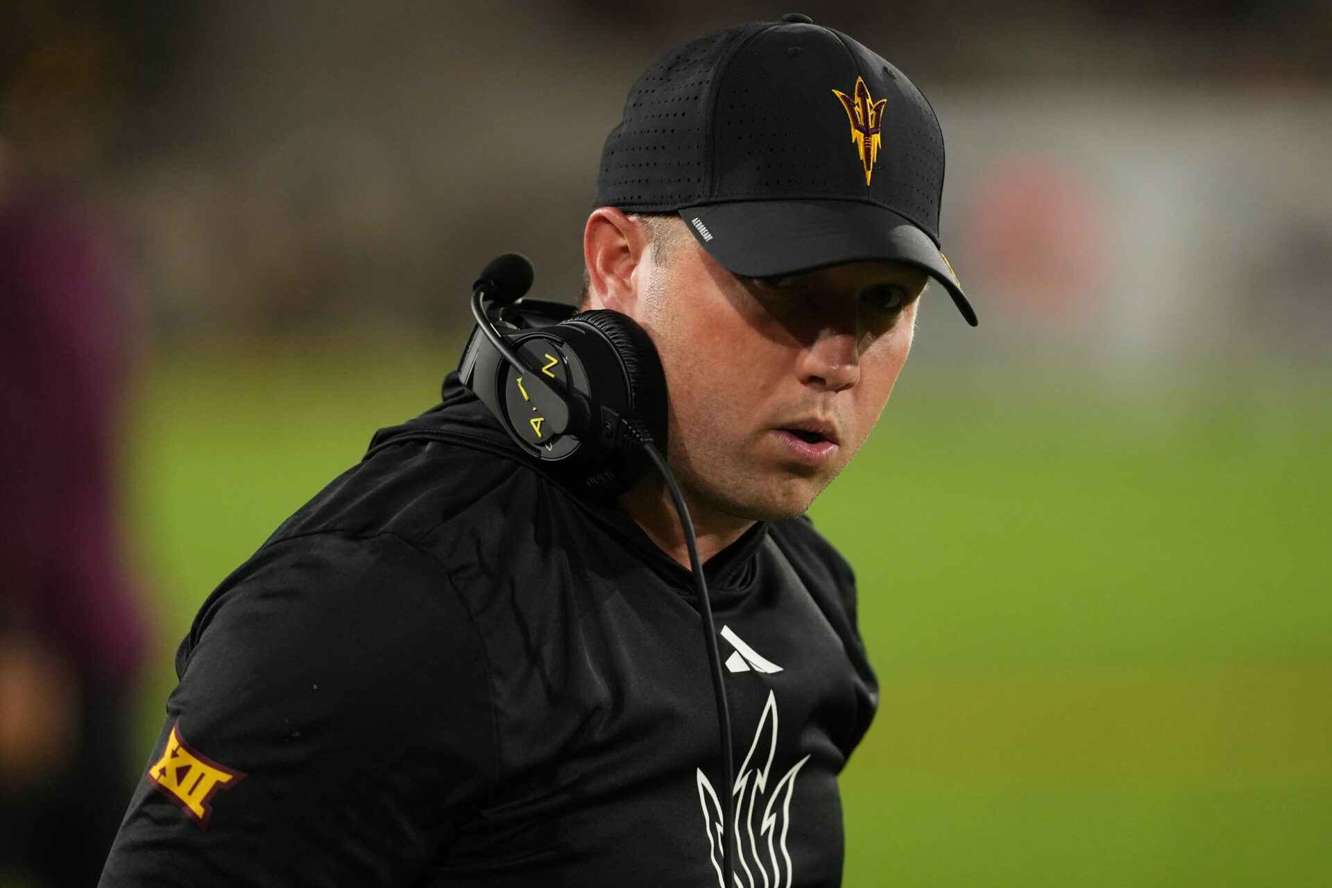 Arizona State Sun Devils head coach Kenny Dillingham looks on against the TCU Horned Frogs in the second half at Mountain America Stadium, Home of the ASU Sun Devils.
