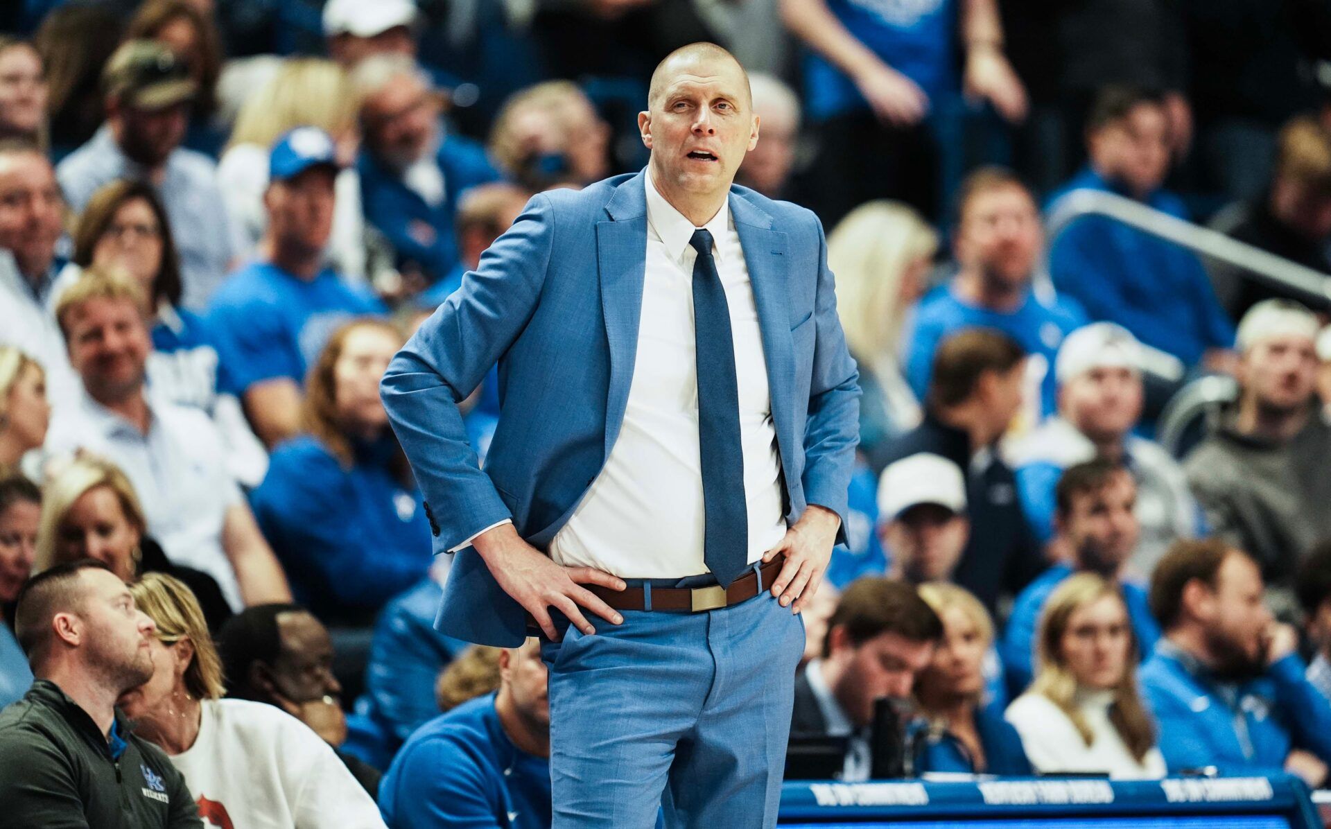 Kentucky Wildcats head coach Mark Pope during Saturday's college basketball game against Indiana at Rupp Arena in Lexington, Kentucky December 13, 2025.