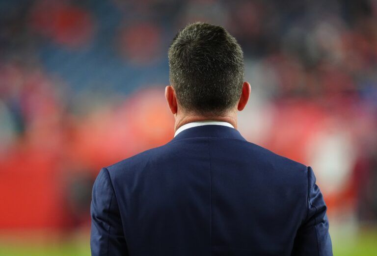 Denver Broncos general manager George Paton before the game against the Cleveland Browns at Empower Field at Mile High.