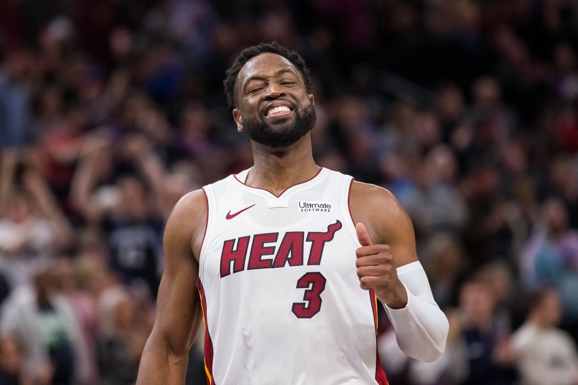 Miami Heat guard Dwyane Wade (3) reacts to missing the last shot in the fourth quarter against Minnesota Timberwolves at Target Center.