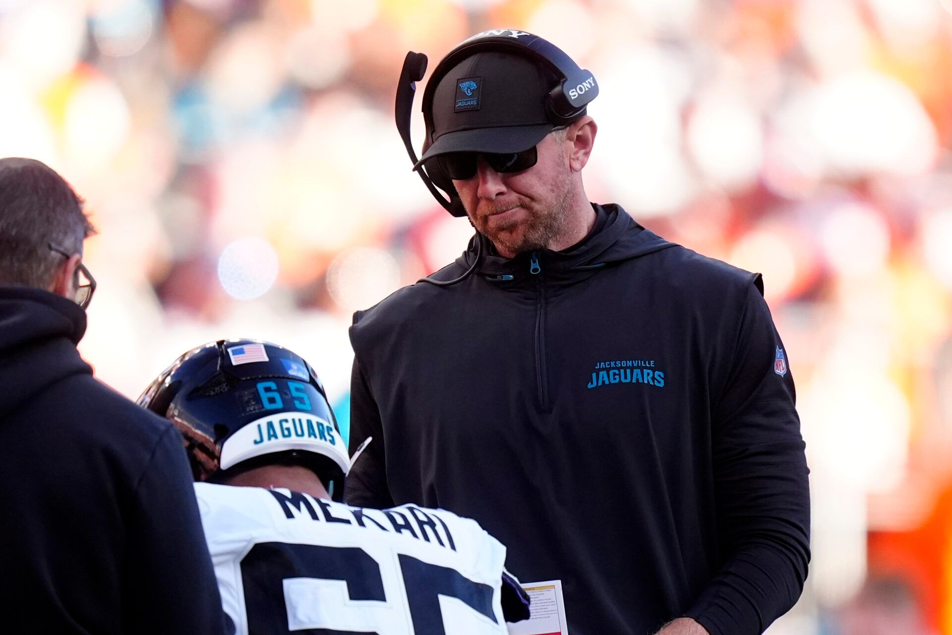 Jacksonville Jaguars head coach Liam Coen during the first half at Empower Field at Mile High.