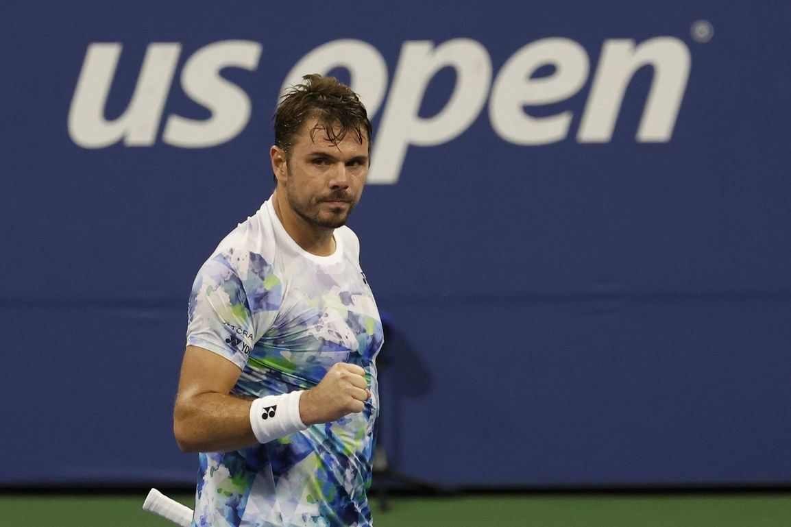 Stan Wawrinka of Switzerland reacts after winning a point against Yoshihito Nishioka of Japan (not pictured) on day two of the 2023 U.S. Open tennis tournament at USTA Billie Jean King National Tennis Center.