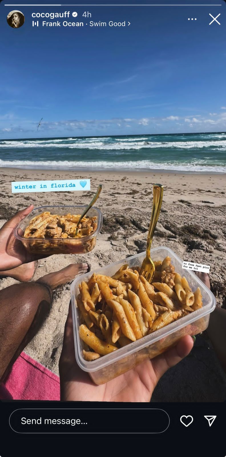 Screen grab of Coco Gauff's Instagram story