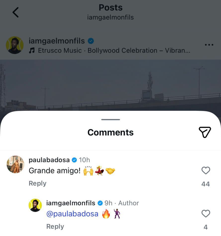 Screen grab of Paula Badosa's comment