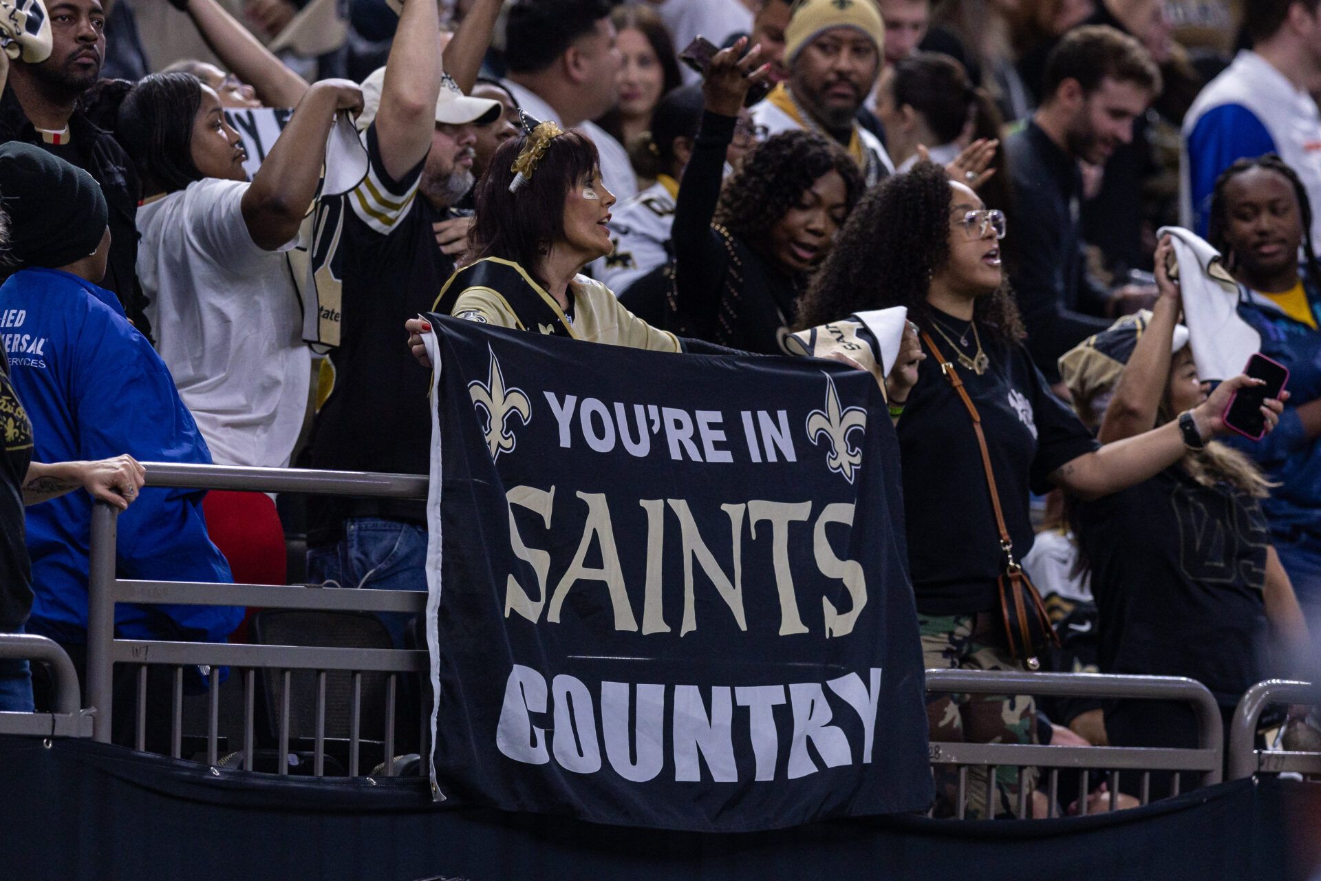 New Orleans Saints fans shows support against the New York Jets during the second half  at Caesars Superdome.