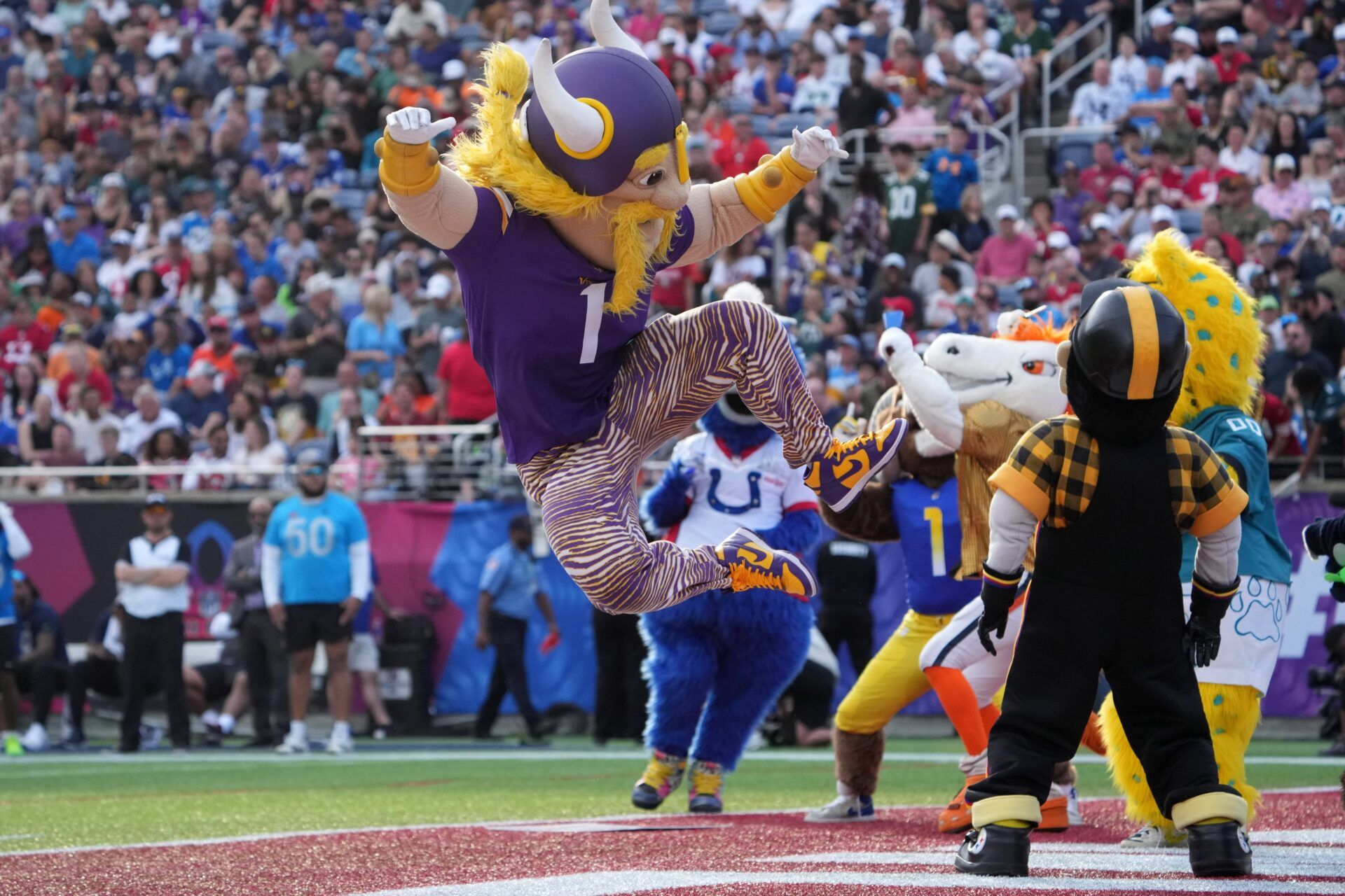 Minnesota Vikings mascot Viktor during the 2025 Pro Bowl Games at Camping World Stadium.