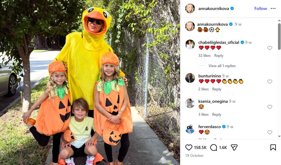 Screenshot of Anna Kournikova's Instagram post | Source: IG/annakournikova