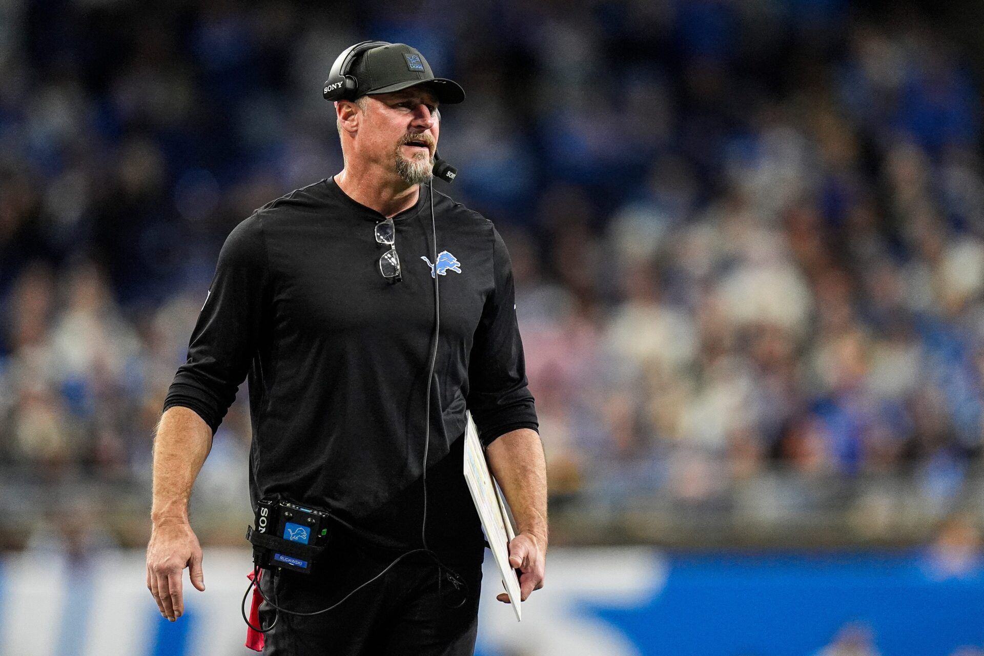 Detroit Lions head coach Dan Campbell reacts to a play against Pittsburgh Steelers during the second half at Ford Field in Detroit on Sunday, Dec. 21, 2025.