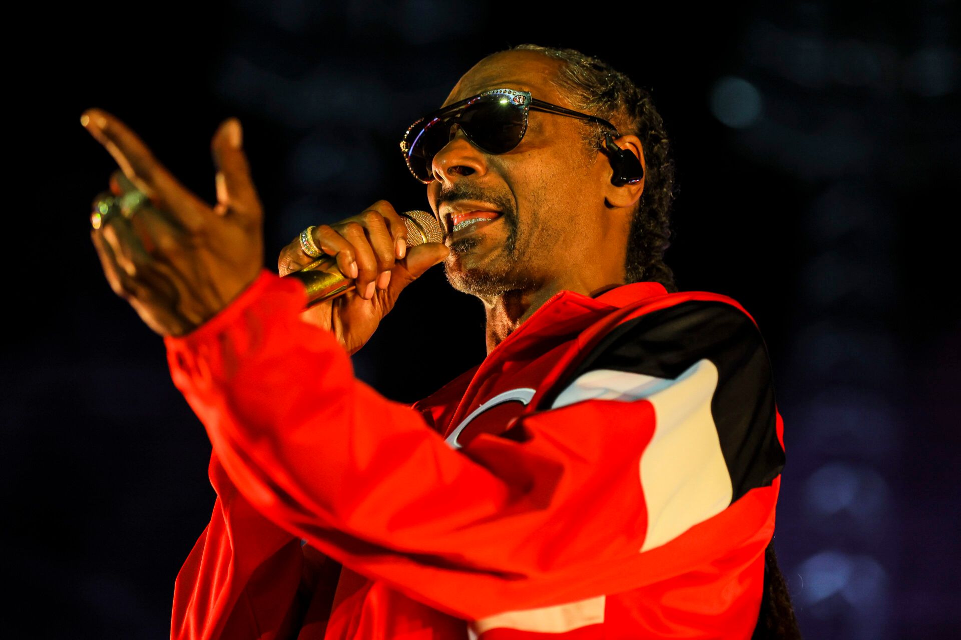 Snoop Dogg performs after the game between the Philadelphia Phillies and the Cincinnati Reds at Great American Ball Park.