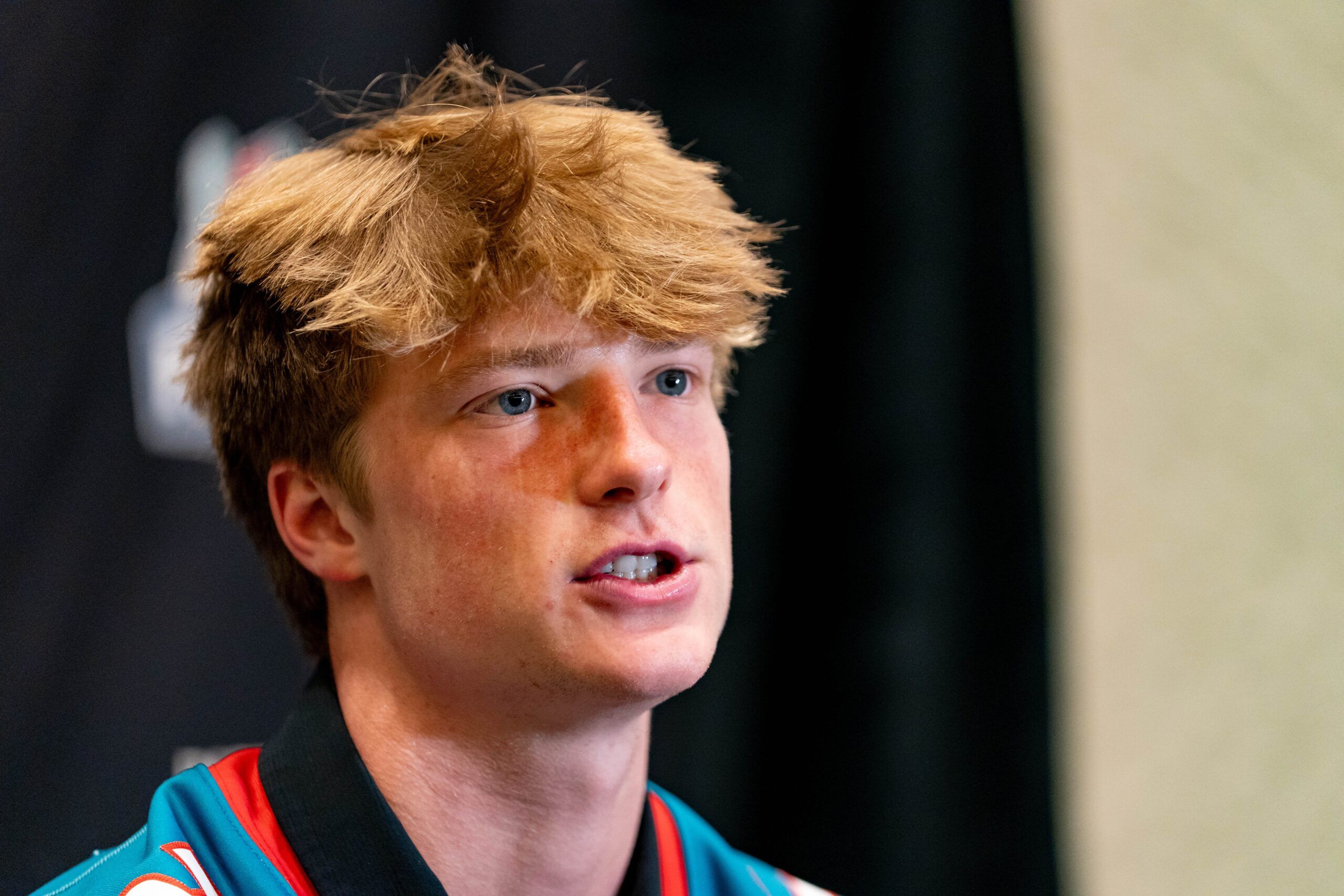 New Mexico Lobos quarterback Jack Layne speaks to members of the press during a Rate Bowl media day at JW Marriott Camelback Inn in Scottsdale on Dec. 24, 2025.