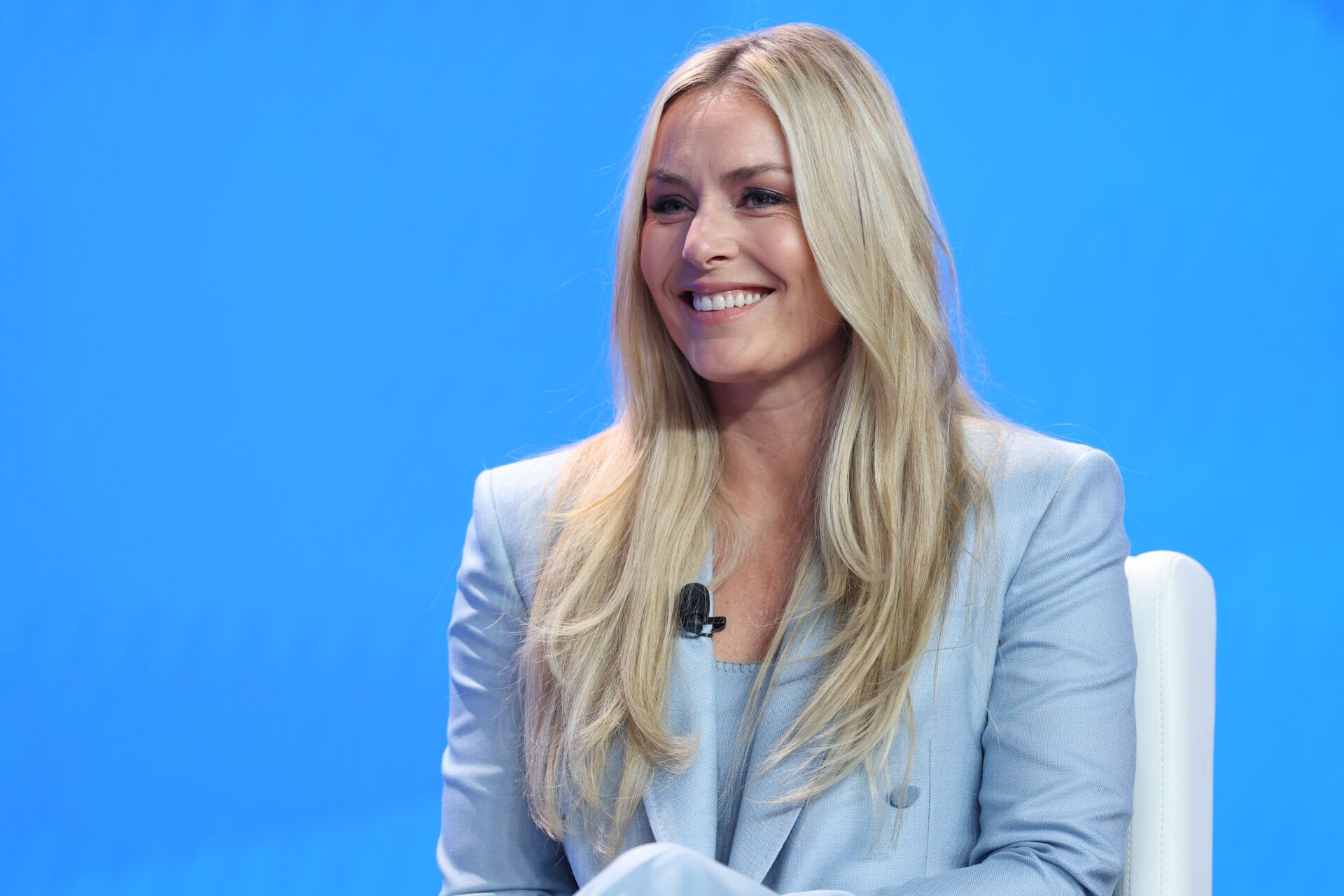 Olympic athlete Lindsey Vonn, Alpine Skiing, speaks with media during the U.S. Olympic Team Media Summit in preparation for the 2026 Milan Olympic Winter Games at Javits Center.