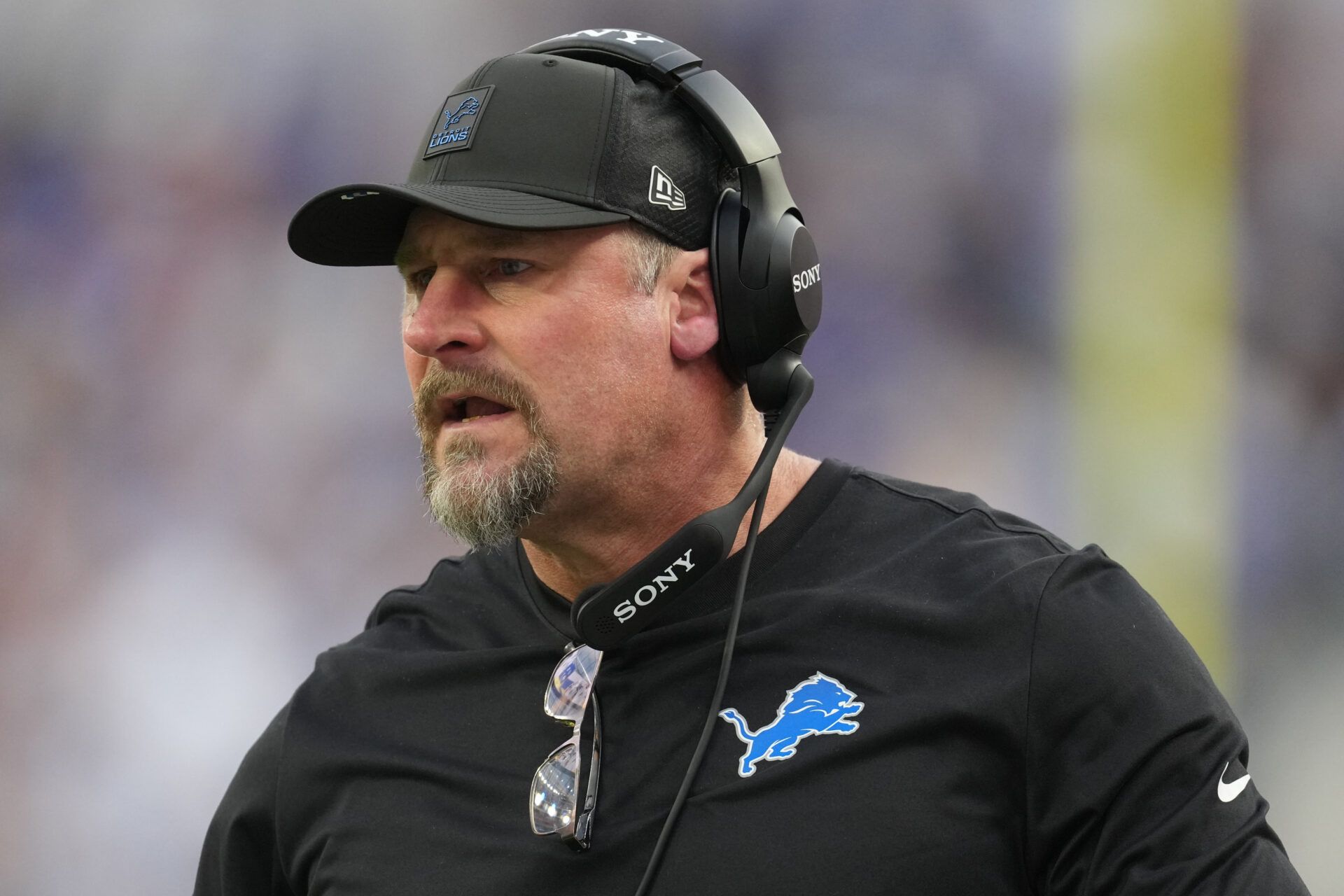 Detroit Lions head coach Dan Campbell is seen during the second quarter against the Los Angeles Rams at SoFi Stadium.