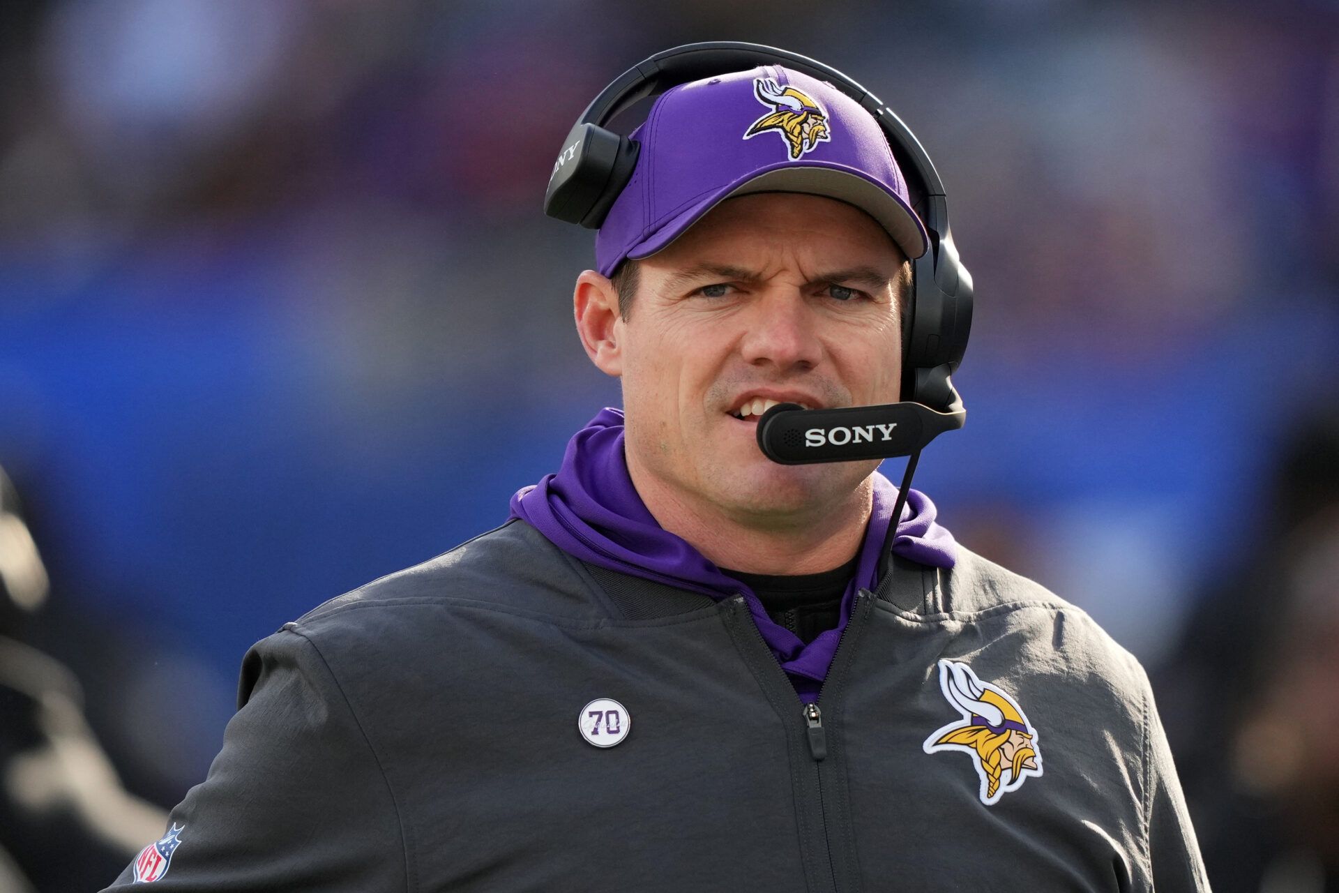 Minnesota Vikings head coach Kevin O'Connell during the first half at MetLife Stadium.