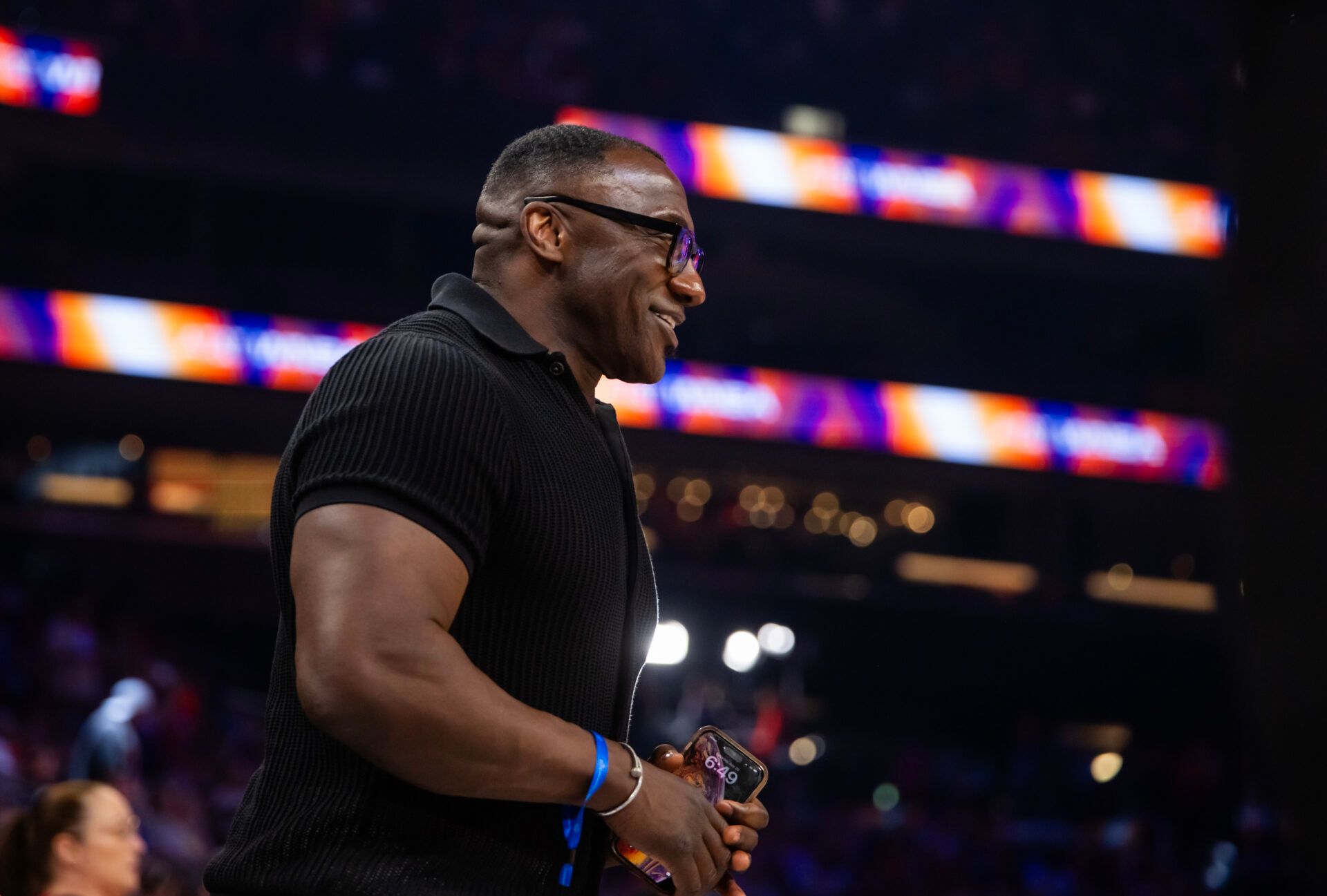 Former NFL football player Shannon Sharpe in attendance of the WNBA All Star Game at Footprint Center.