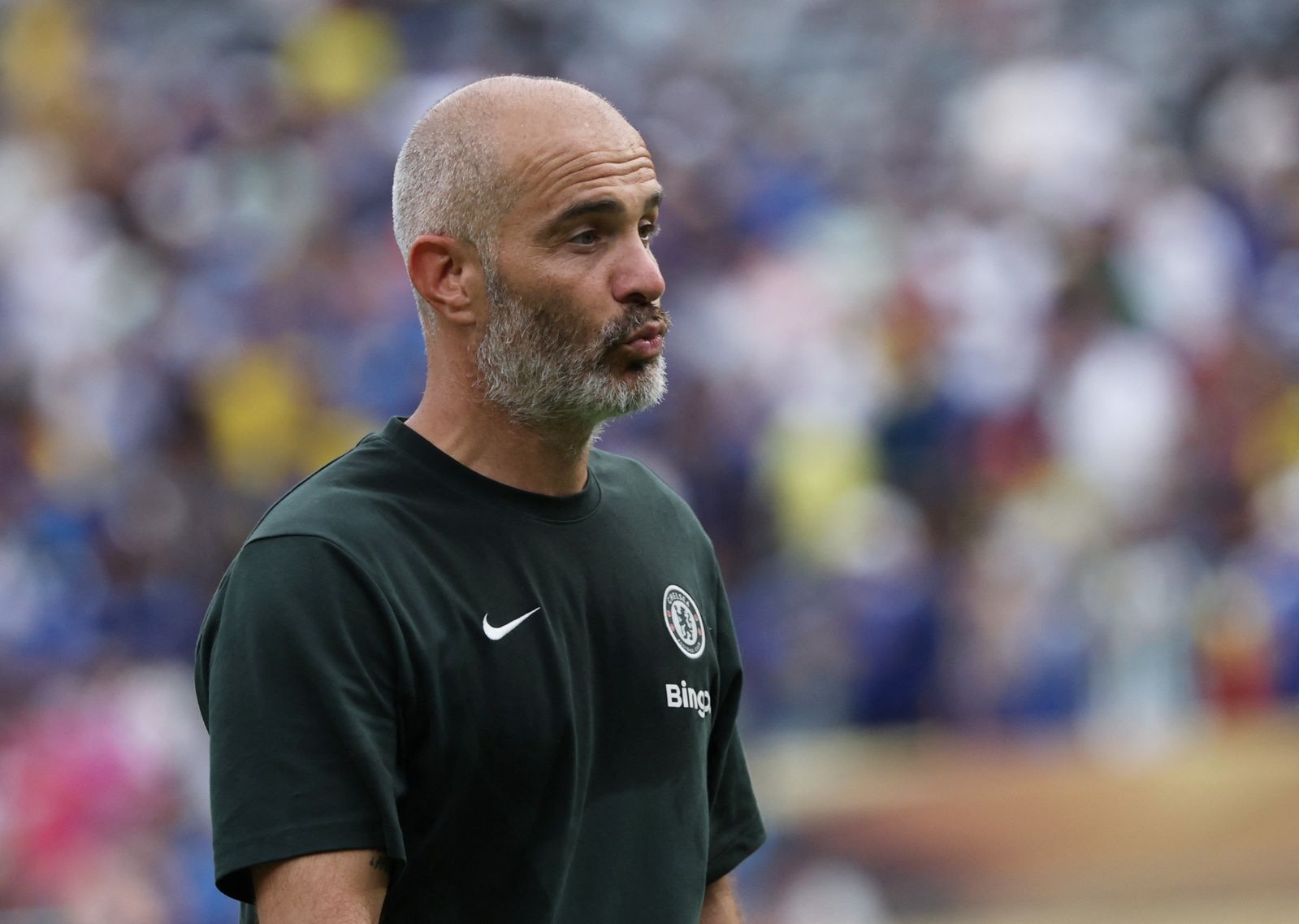[Subscription Customers Only] Jul 8, 2025; East Rutherford, New Jersey, USA; Chelsea manager Enzo Maresca reacts after a semifinal match of the 2025 FIFA Club World Cup at MetLife Stadium.