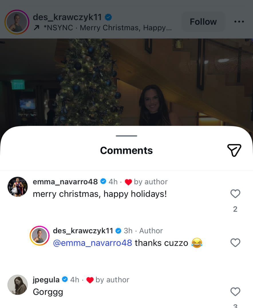 Screen grab of Jessica Pegula and Emma Navarro's comments