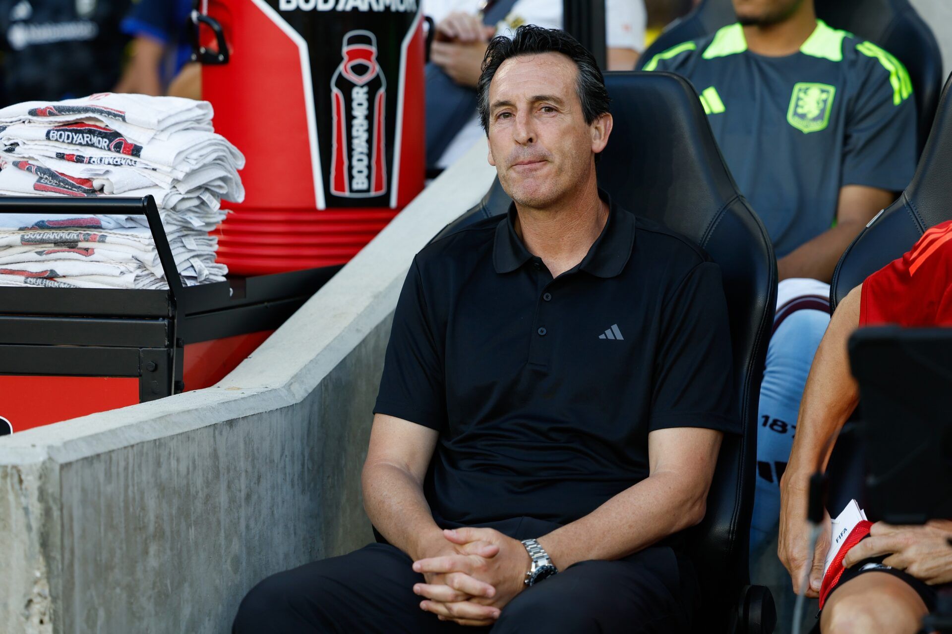 Aston Villa manager Unai Emery before the Leagues Cup Showcase game against the Columbus Crew at Lower.com Field.