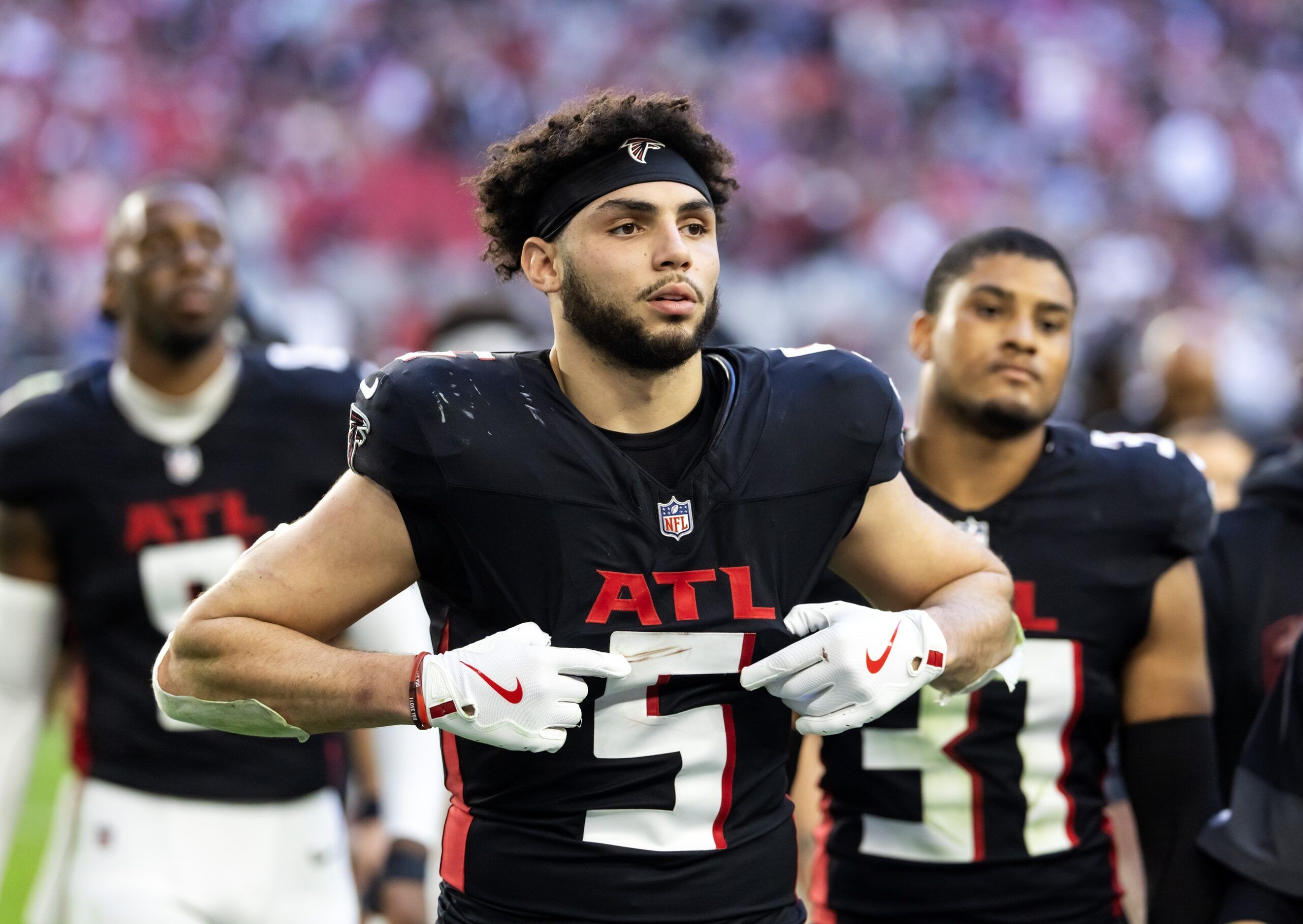 Atlanta Falcons wide receiver Drake London (5) against the Arizona Cardinals at State Farm Stadium.
