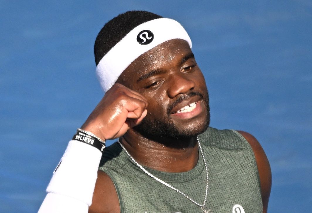 Frances Tiafoe (USA) celebrates after defeating Aleksandar Vukic (AUS) during third round play at Sobeys Stadium.