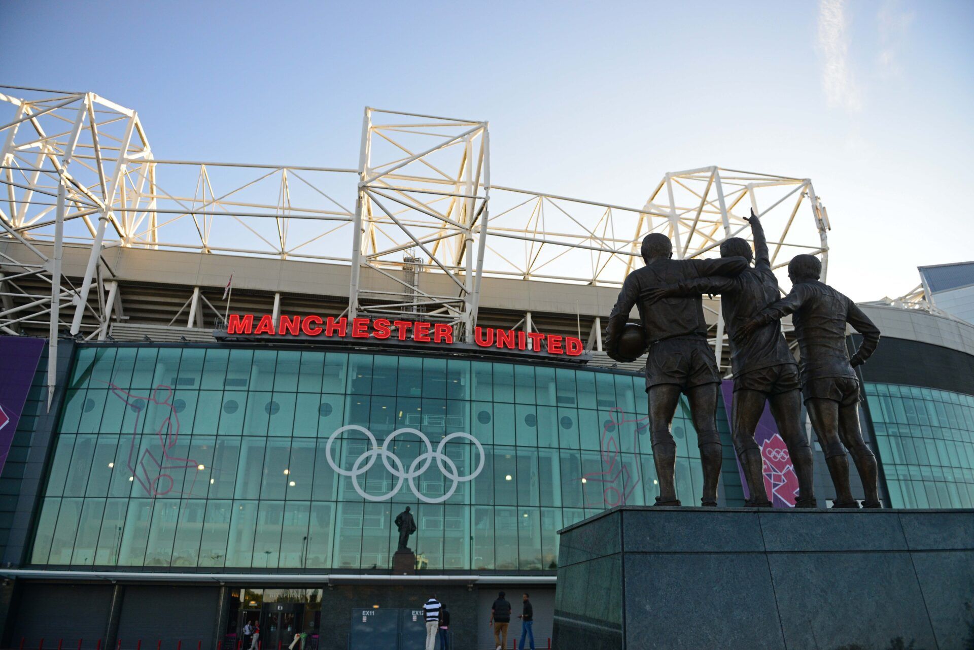 Overall exterior view of Old Trafford , home of the Manchester United during the 2012 London Olympic Games.