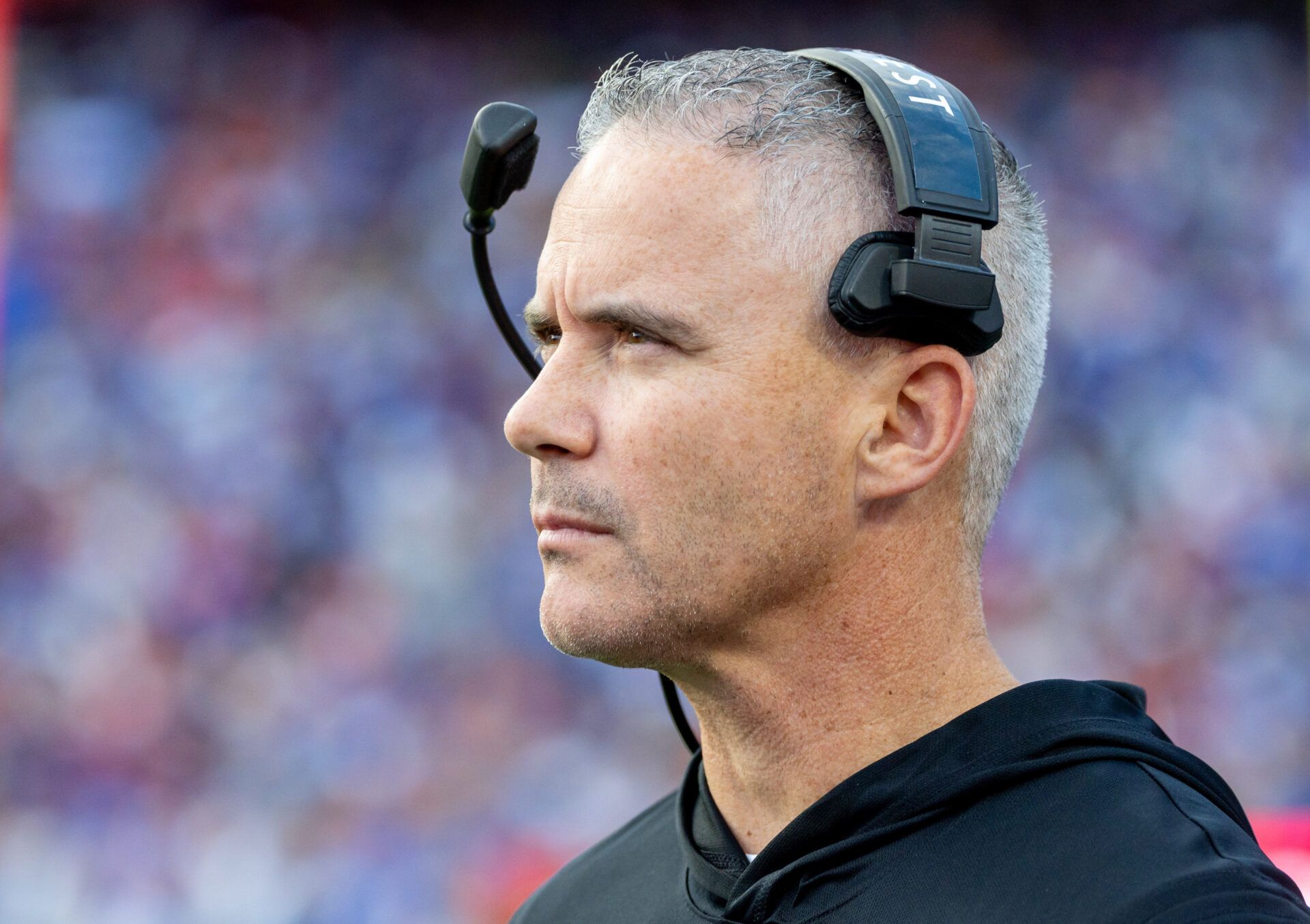 Florida State Seminoles head coach Mike Norvell walks the sidelines during the first quarter against the Florida Gators at Ben Hill Griffin Stadium.