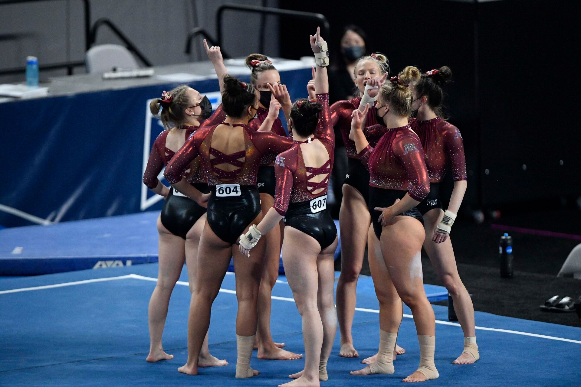 The University of Minnesota Golden Gophers gymnastics team performs during the 2021 NCAA Women Gymnastics Championships at Dickies Arena.