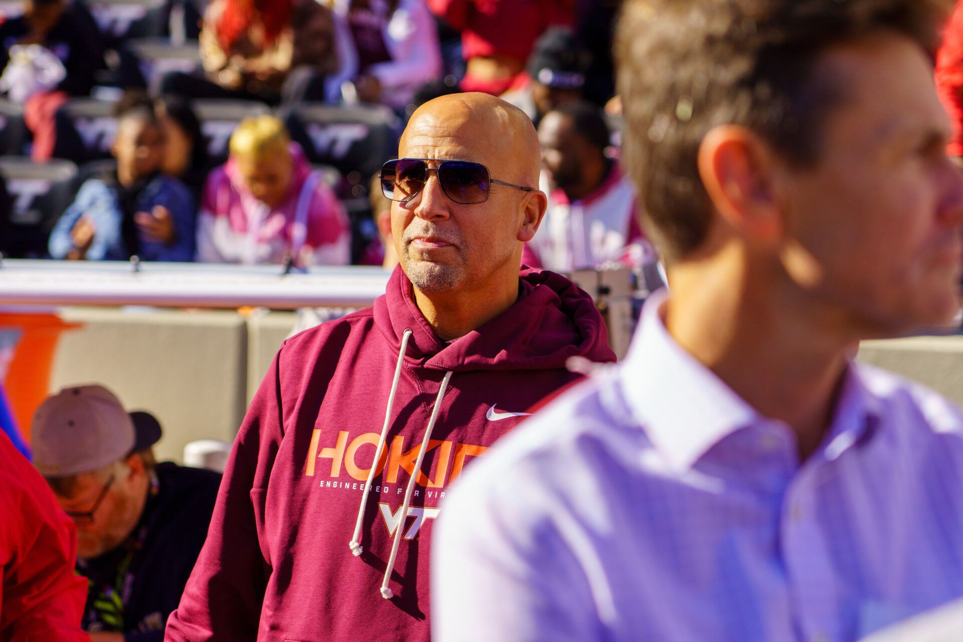 Virginia Tech Hokies head coach James Franklin on the sidelines before the start of the game against the Miami (FL) Hurricanes at Lane Stadium.
