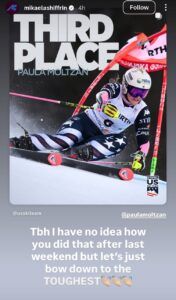 Mikaela Shiffrin's comment on Paula Moltzan’s podium