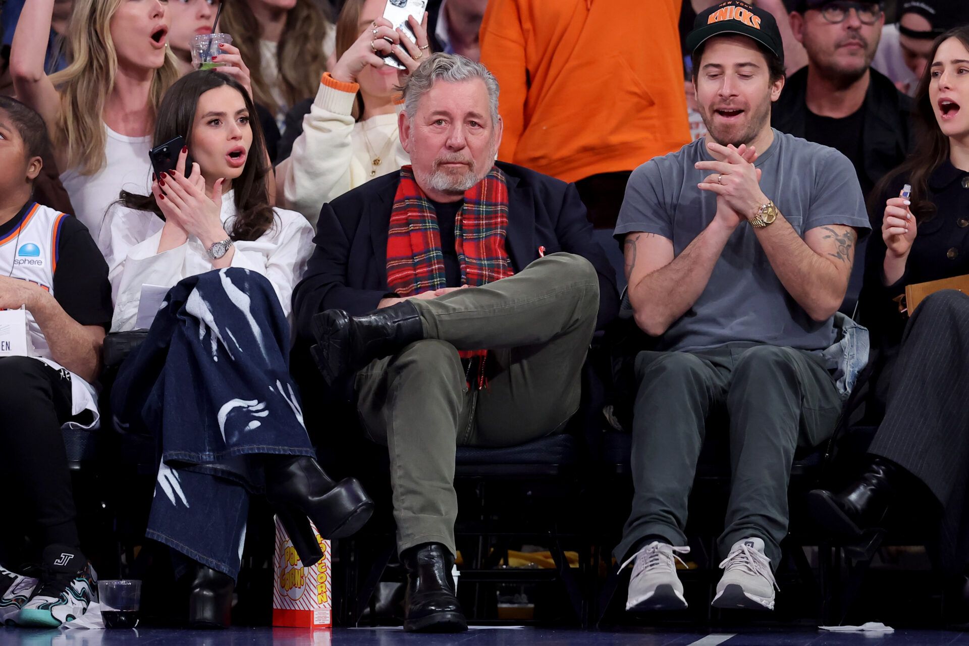 New York Knicks executive chairman James Dolan sits court side during the second quarter against the Atlanta Hawks at Madison Square Garden.