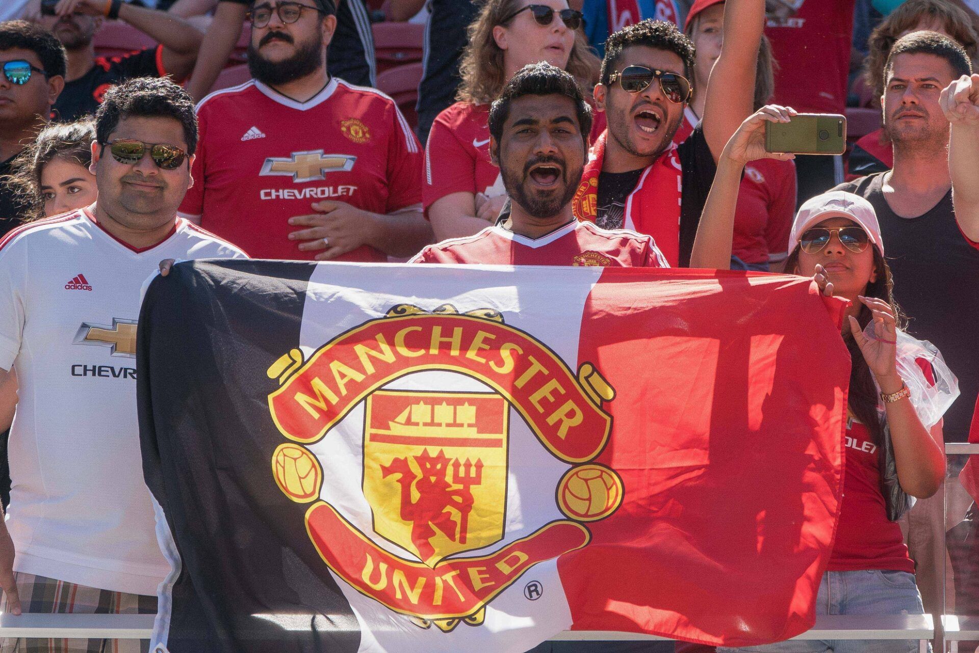 Fans celebrate after the game between the San Jose Earthquakes and Manchester United at Levi's Stadium.