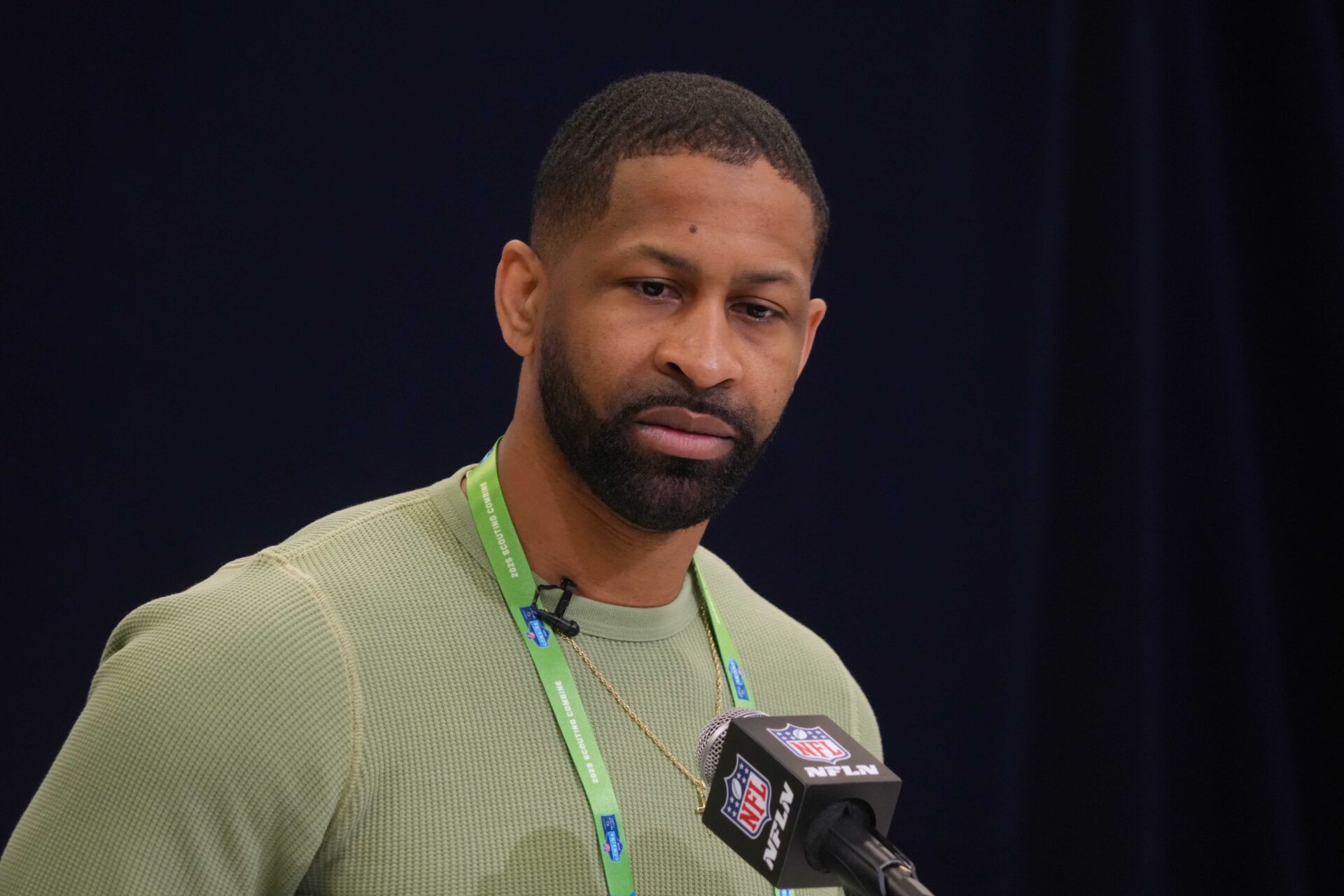 Cleveland Browns general manager Andrew Berry speaks during the NFL Scouting Combine at the Indiana Convention Center.