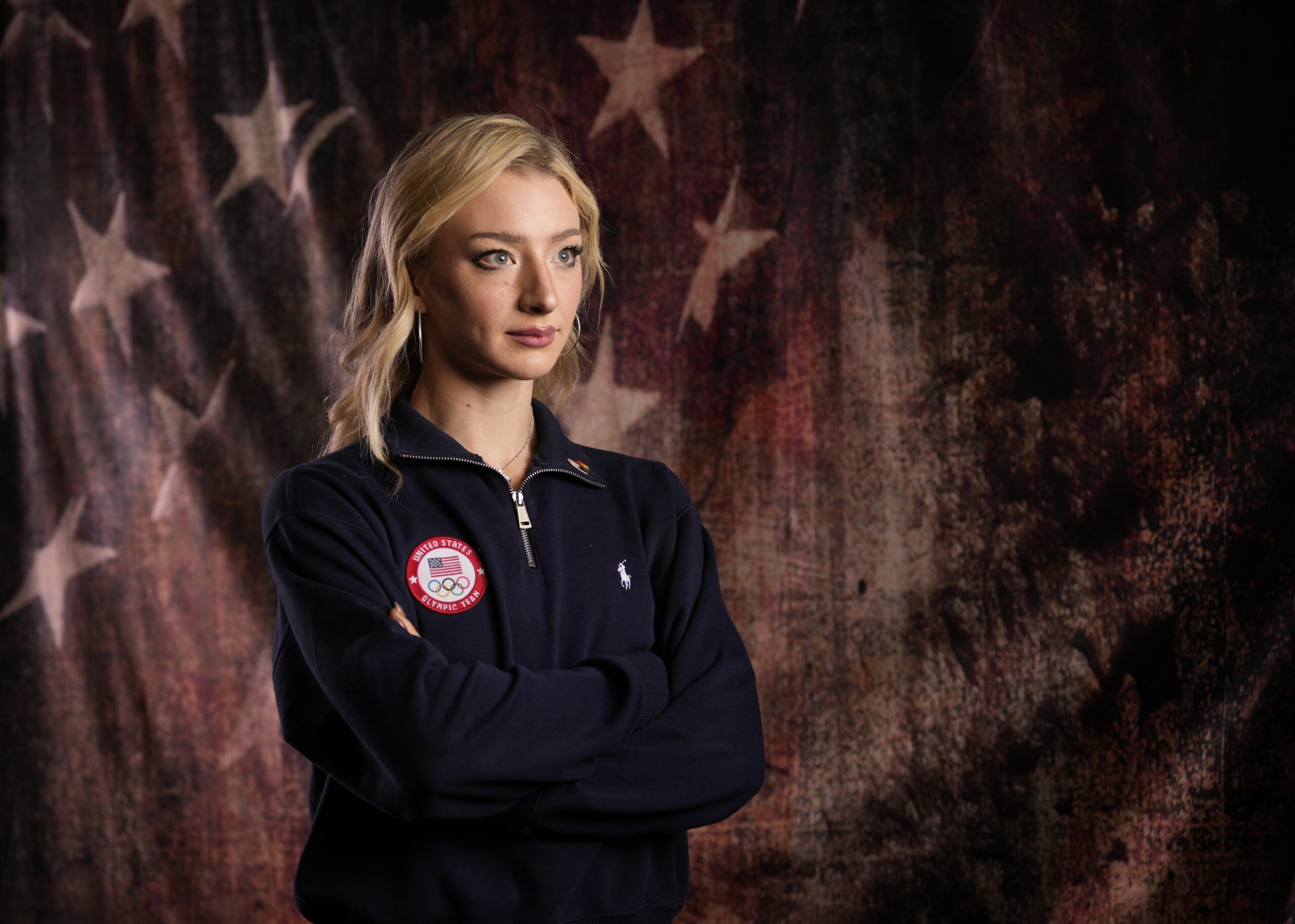 Amber Glenn poses for a photo during the U.S. Olympic Team Media Summit in preparation for the 2026 Milan Olympic Winter Games at Javits Center.
