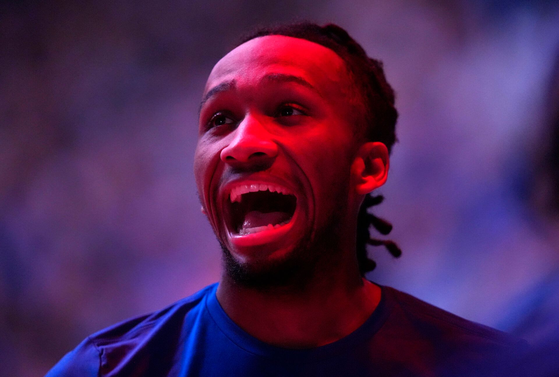 Kansas Jayhawks guard Darryn Peterson (22) looks on during introductions prior to a game against the Towson Tigers at Allen Fieldhouse.