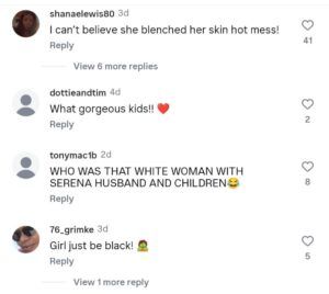 Screengrab of comments on Instagram